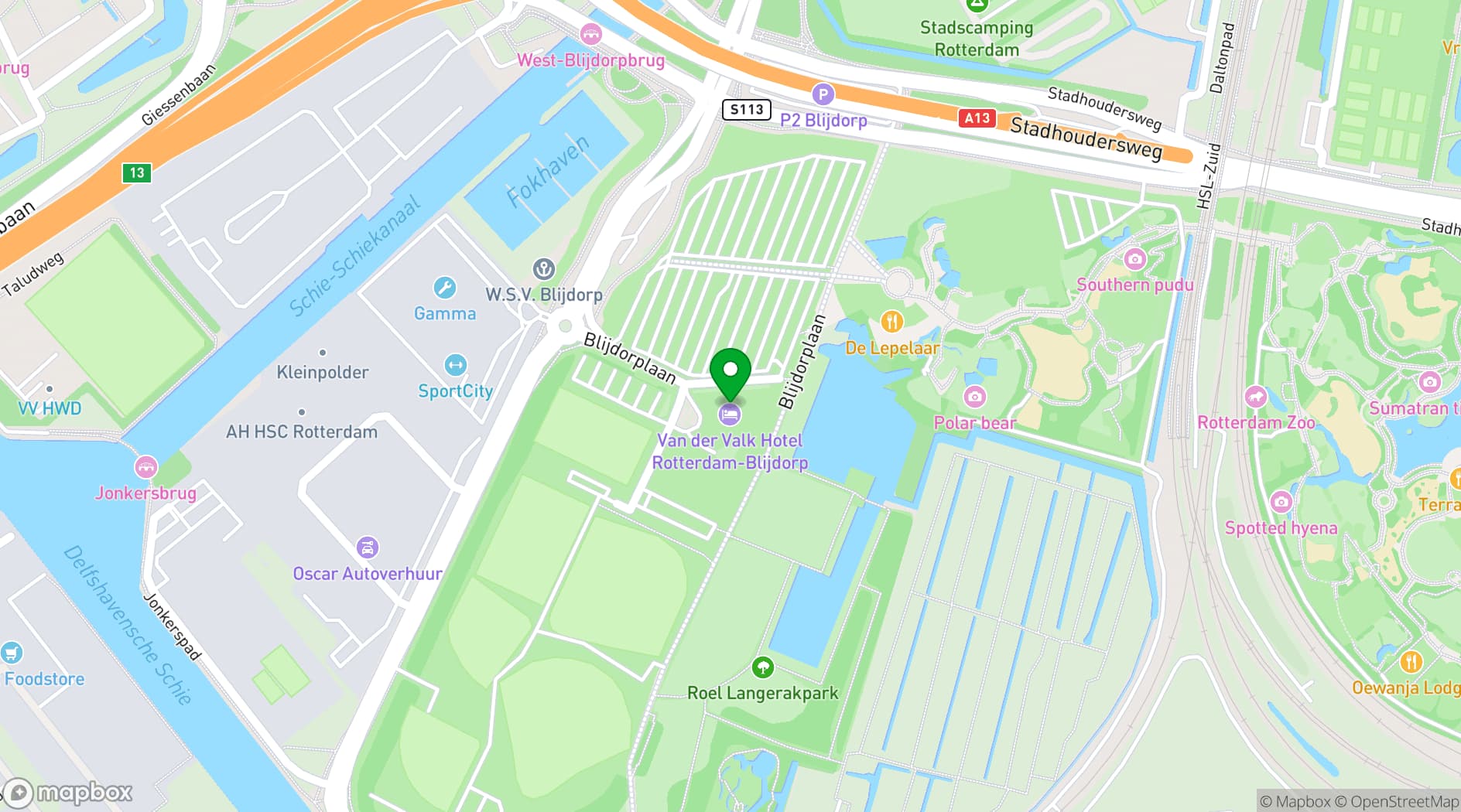 Map showing Hotel Rotterdam-Blijdorp