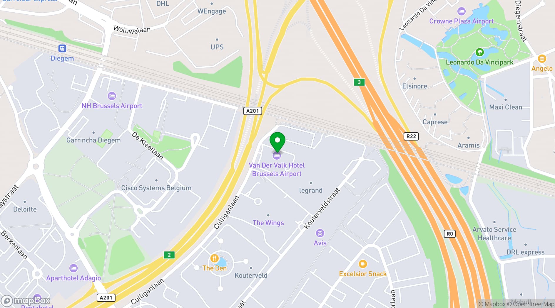 Map showing Van der Valk Hotel Brussels Airport