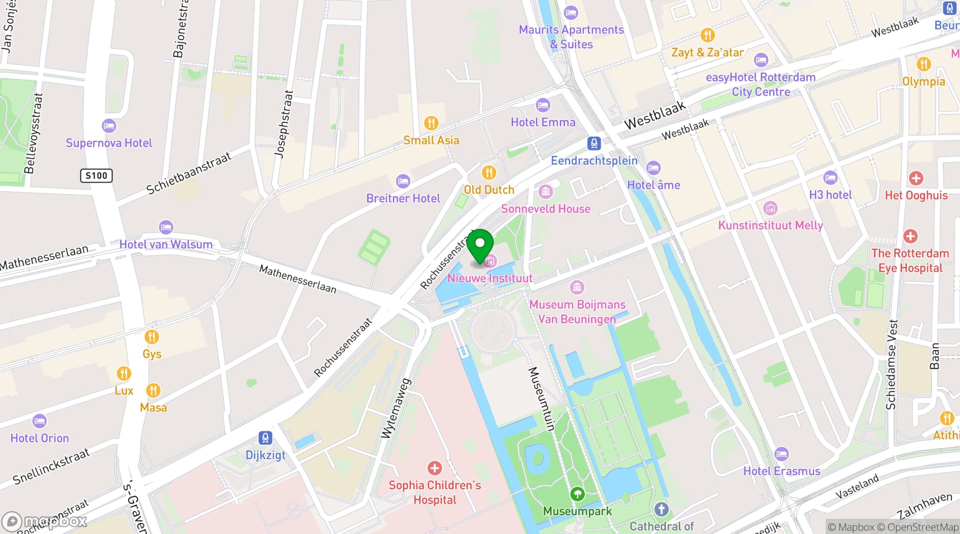 Map showing Nieuwe Instituut