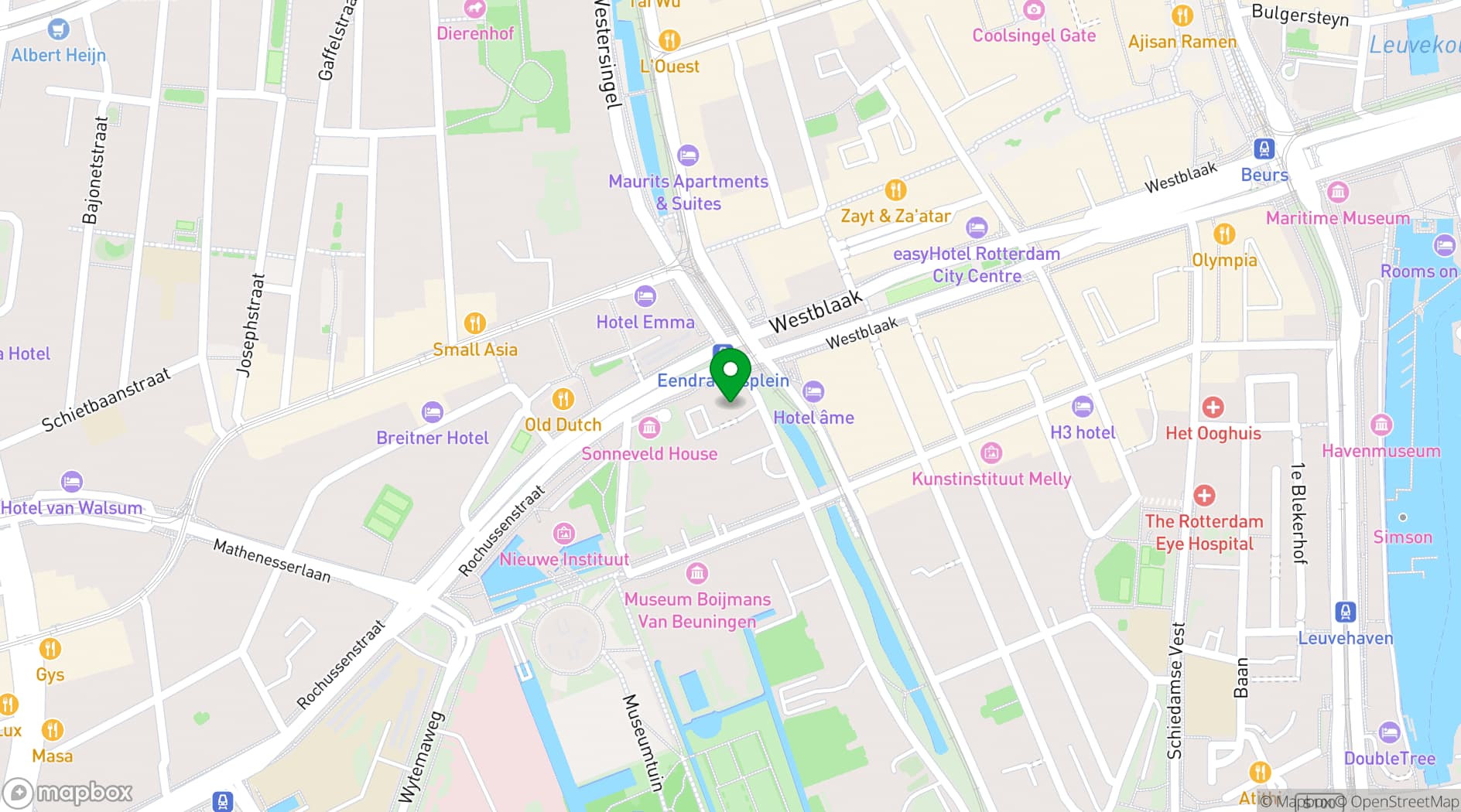 Map showing Bilderberg Parkhotel Rotterdam