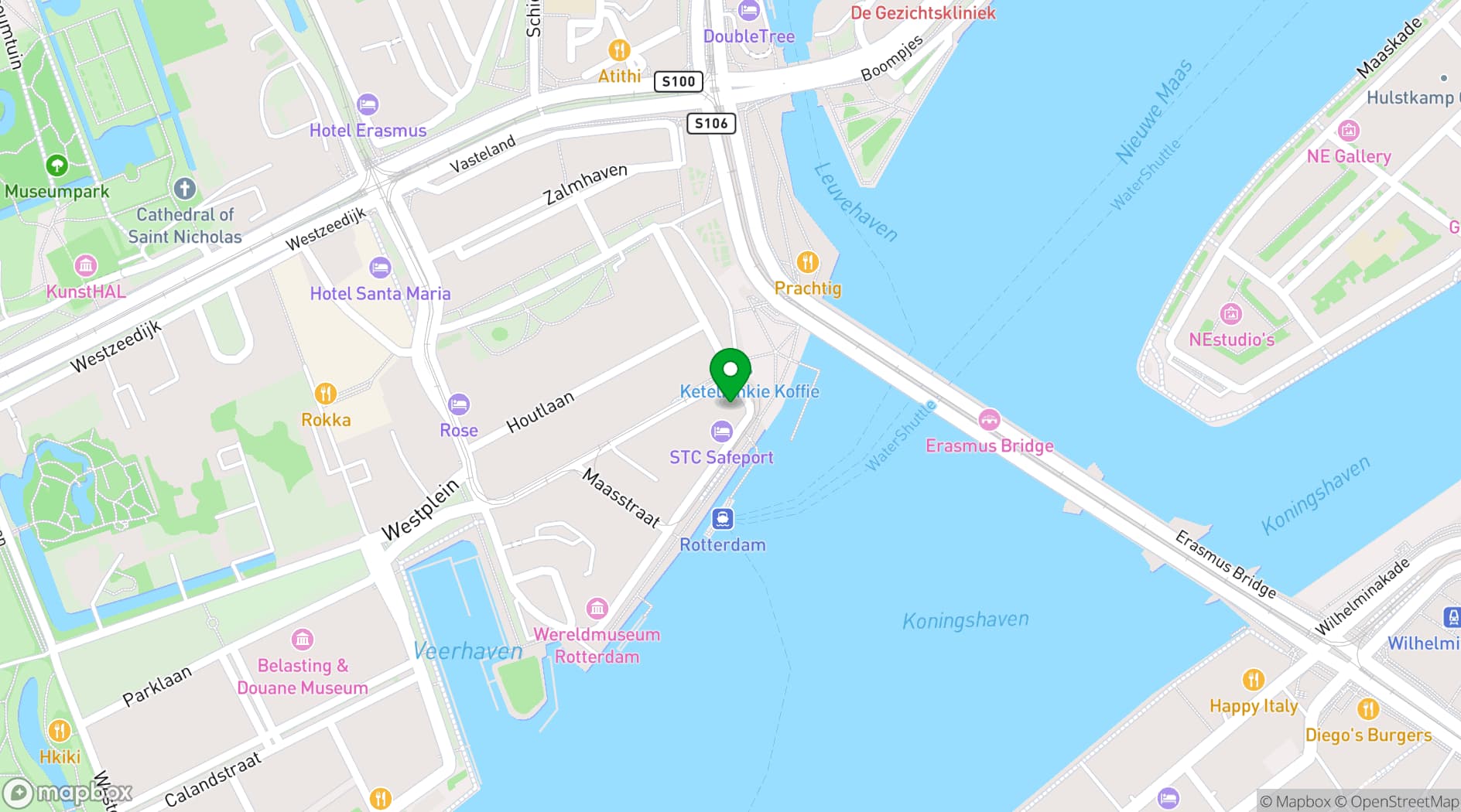 Map showing Thon Hotel Rotterdam