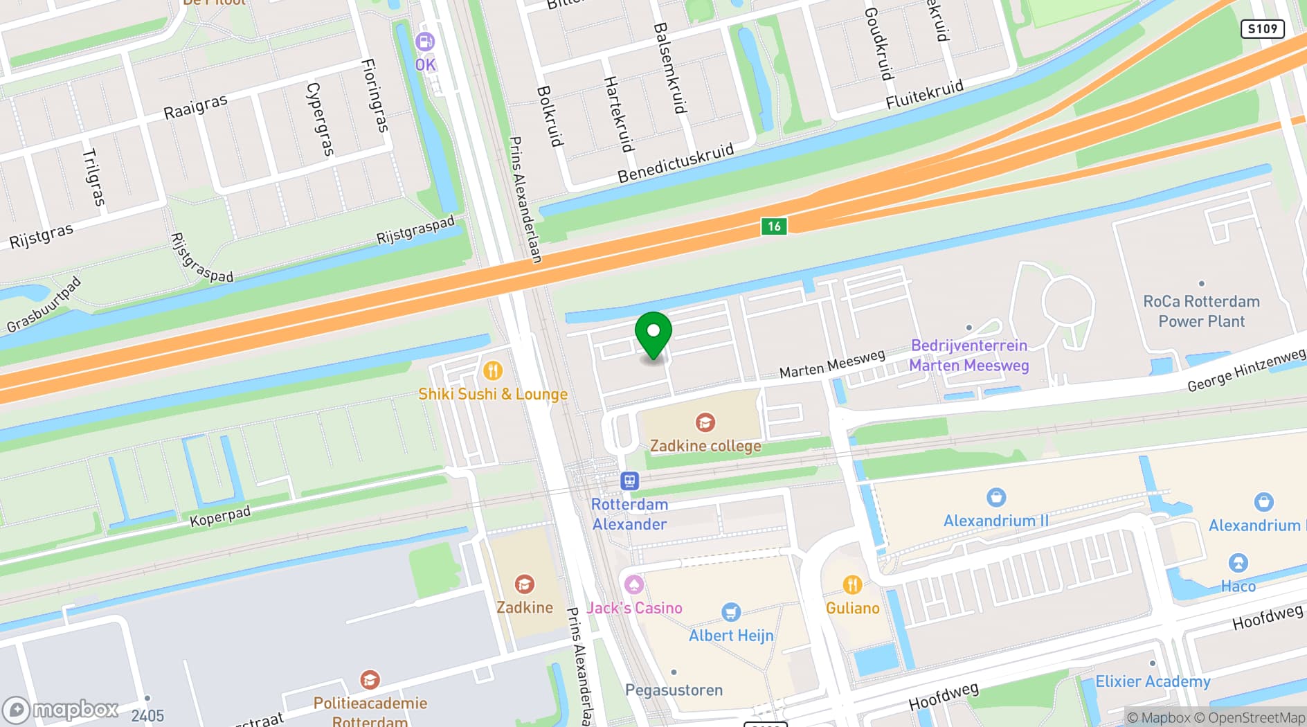Map showing HNK Rotterdam Alexander
