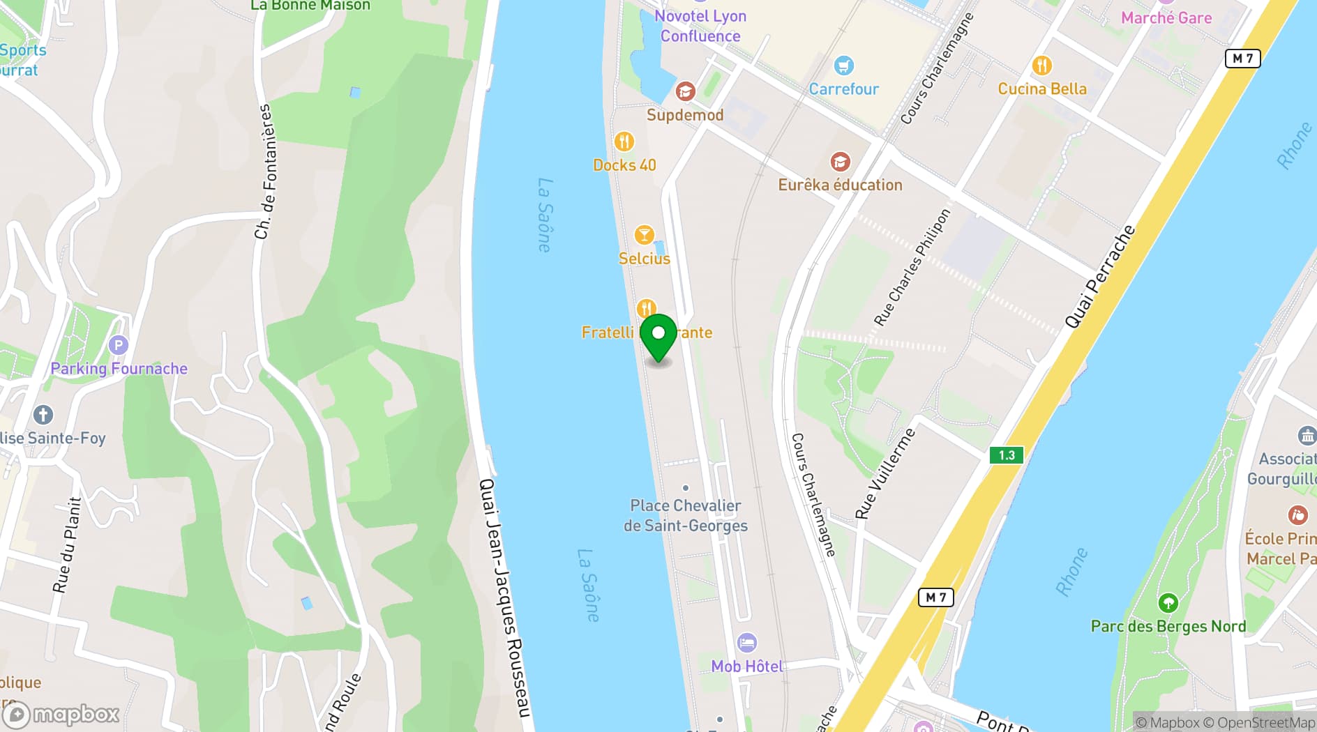 Map showing La Sucrière