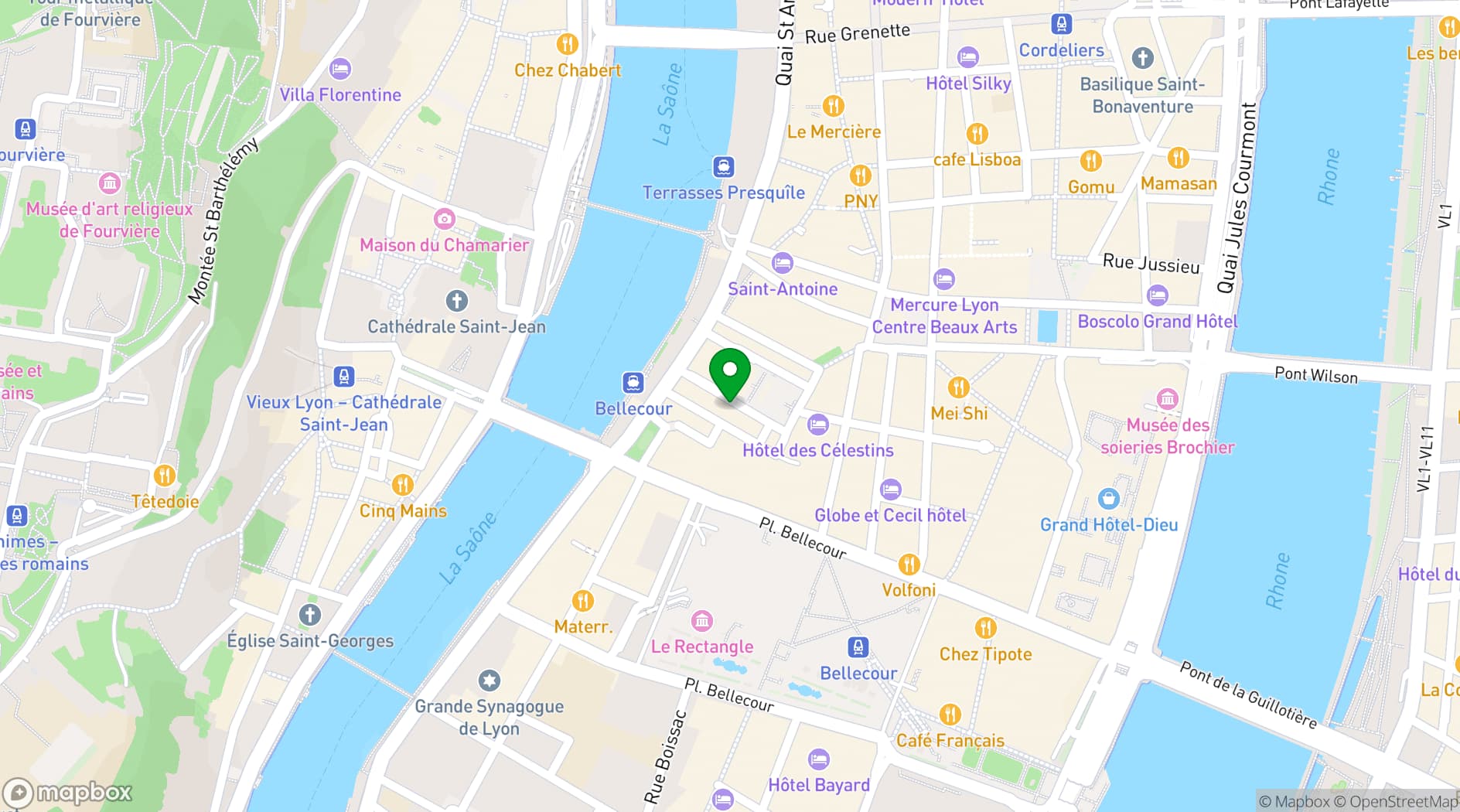 Map showing Hôtel des Artistes