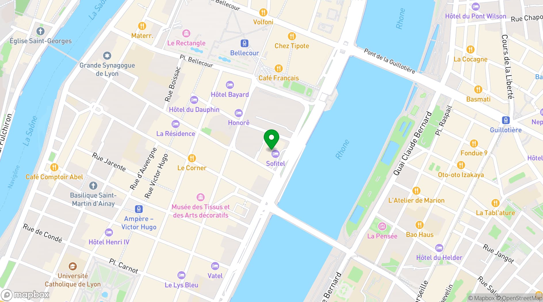 Map showing Sofitel Lyon Bellecour