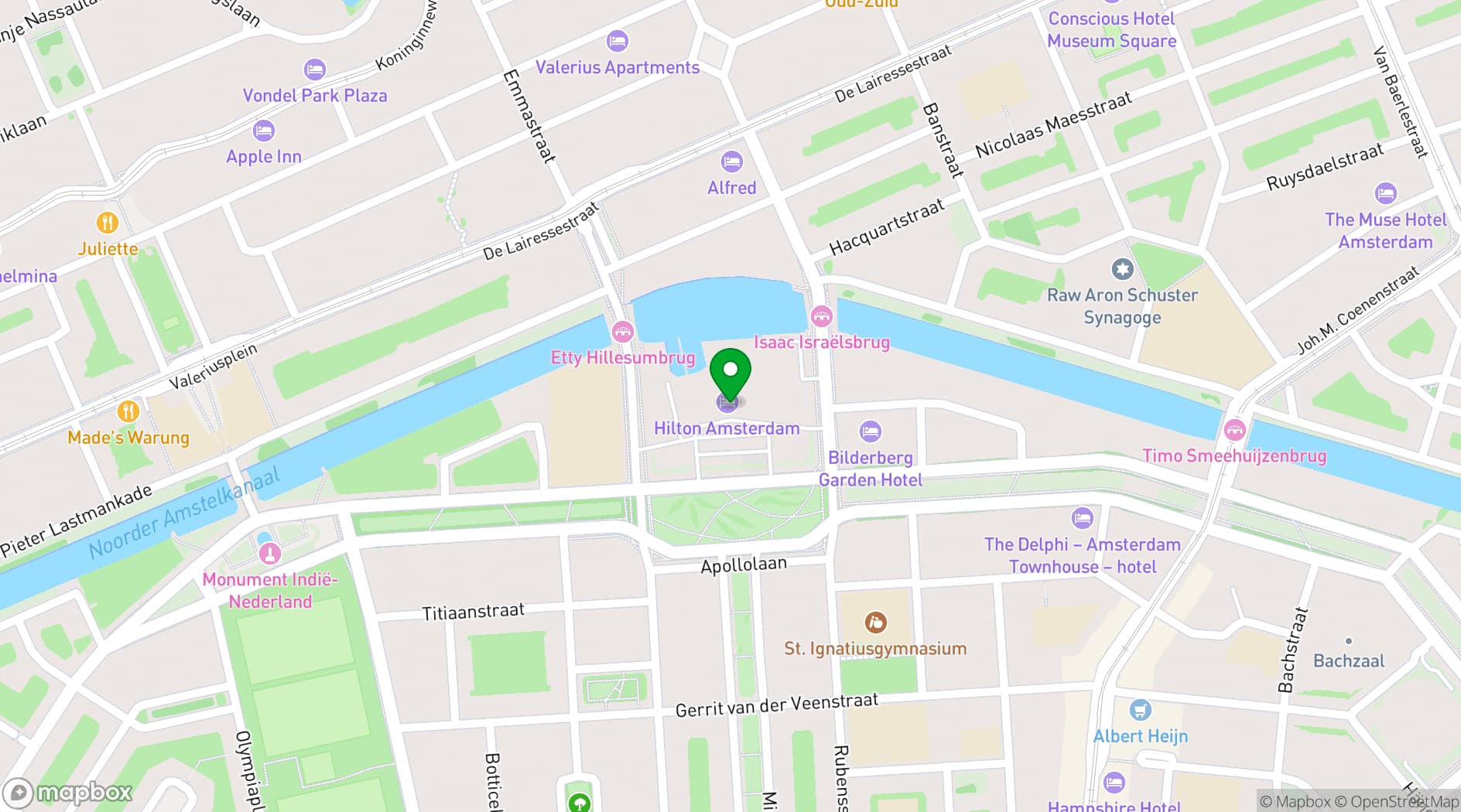 Map showing Apollo Hotel Amsterdam