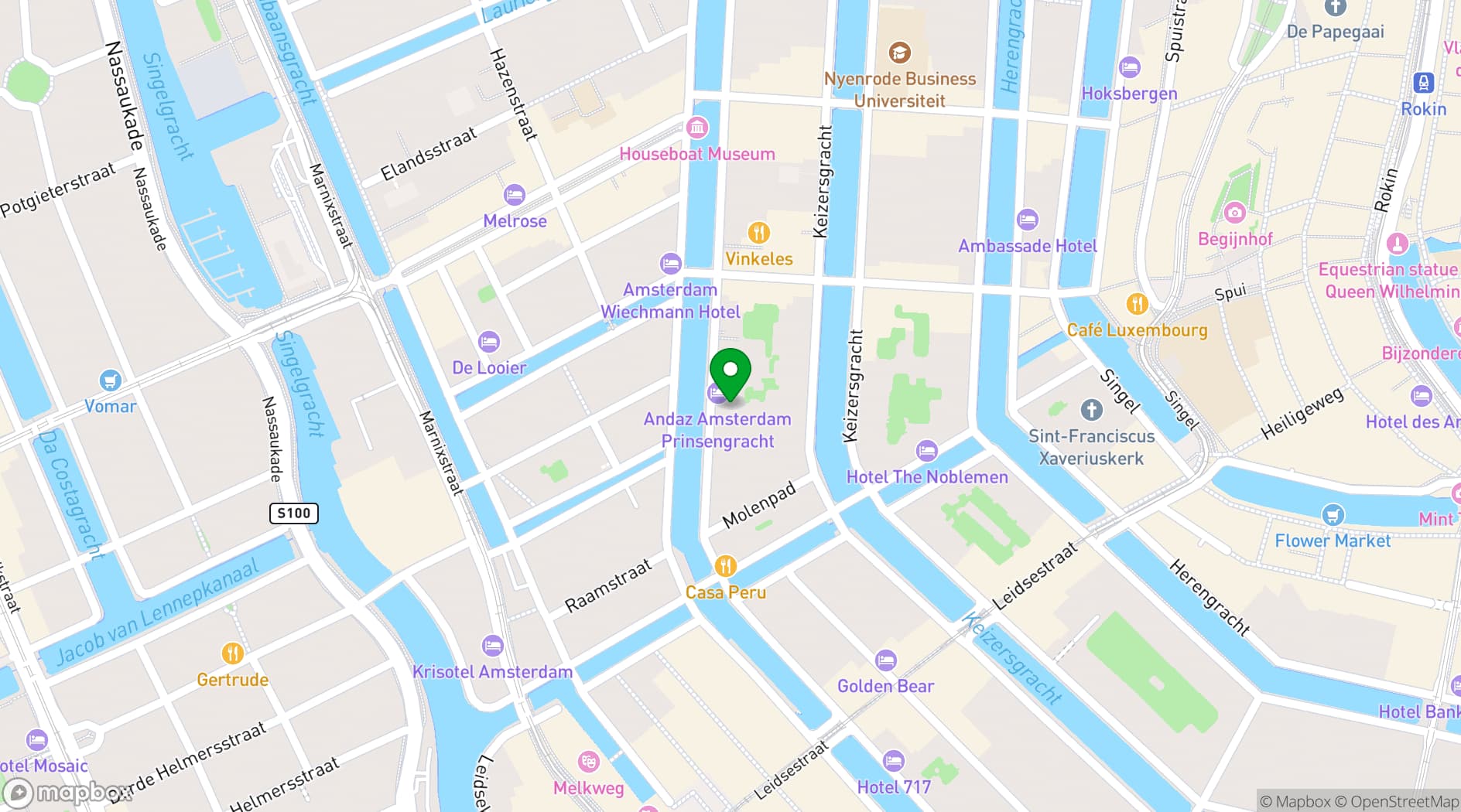 Map showing Andaz Amsterdam Prinsengracht