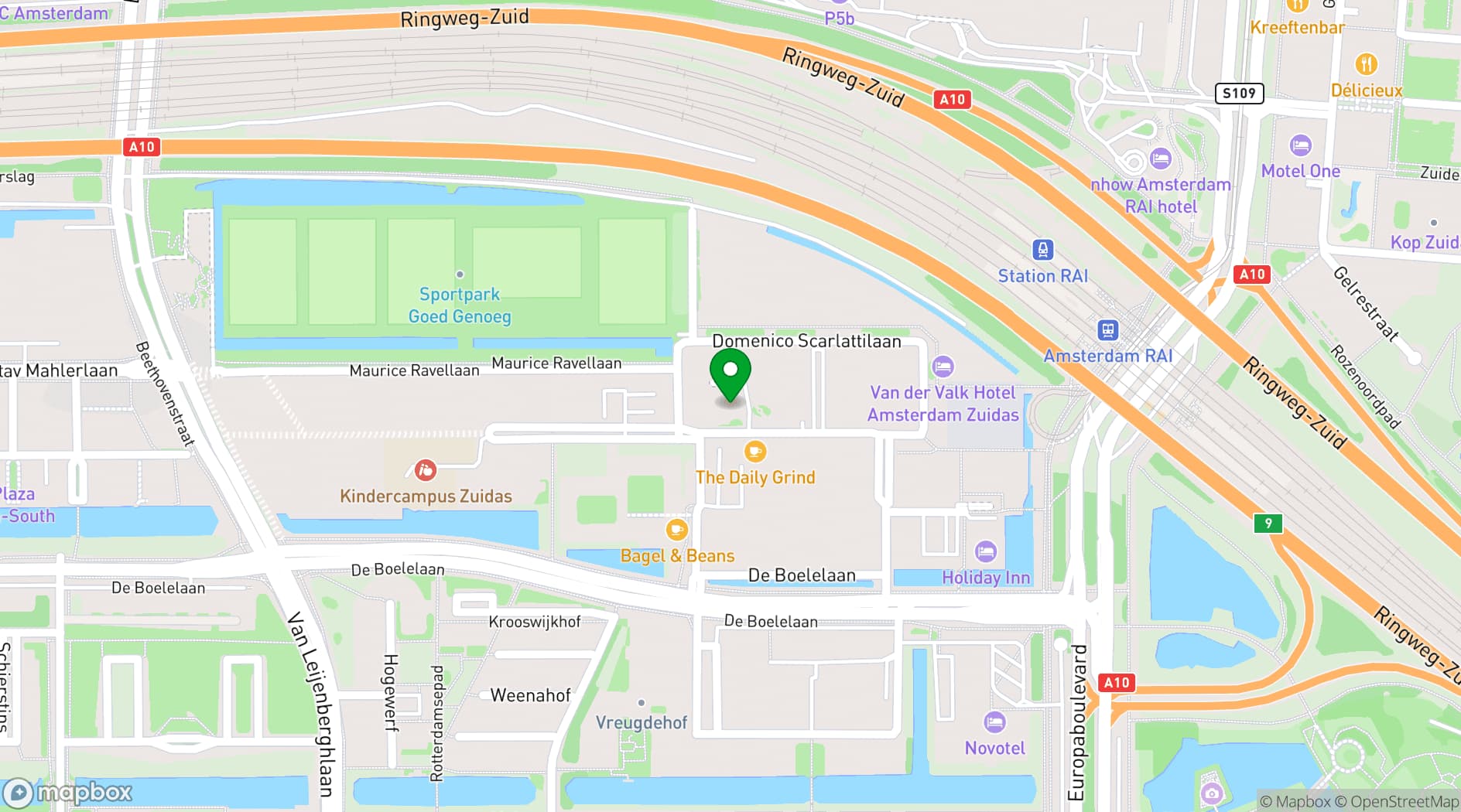 Map showing Spaces Zuidas