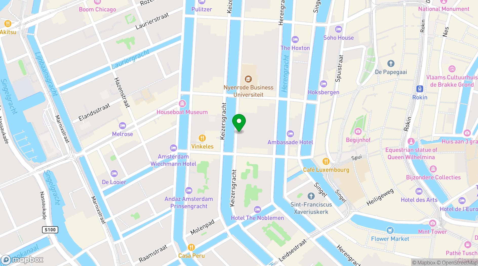 Map showing NIM Amsterdam