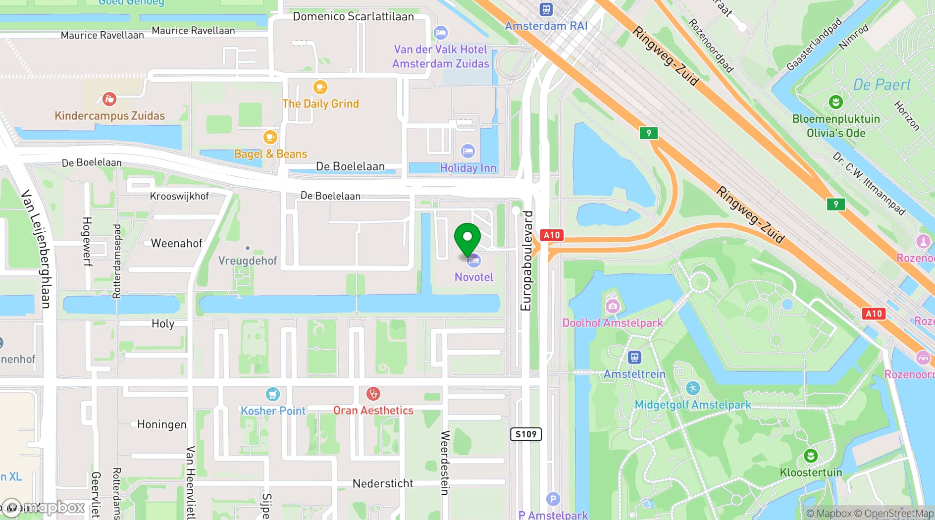 Map showing Hotel Novotel Amsterdam City