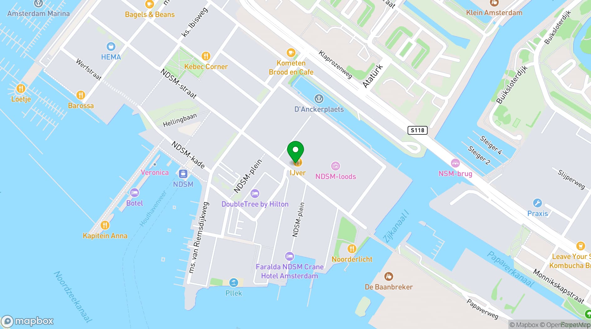 Map showing IJver Amsterdam