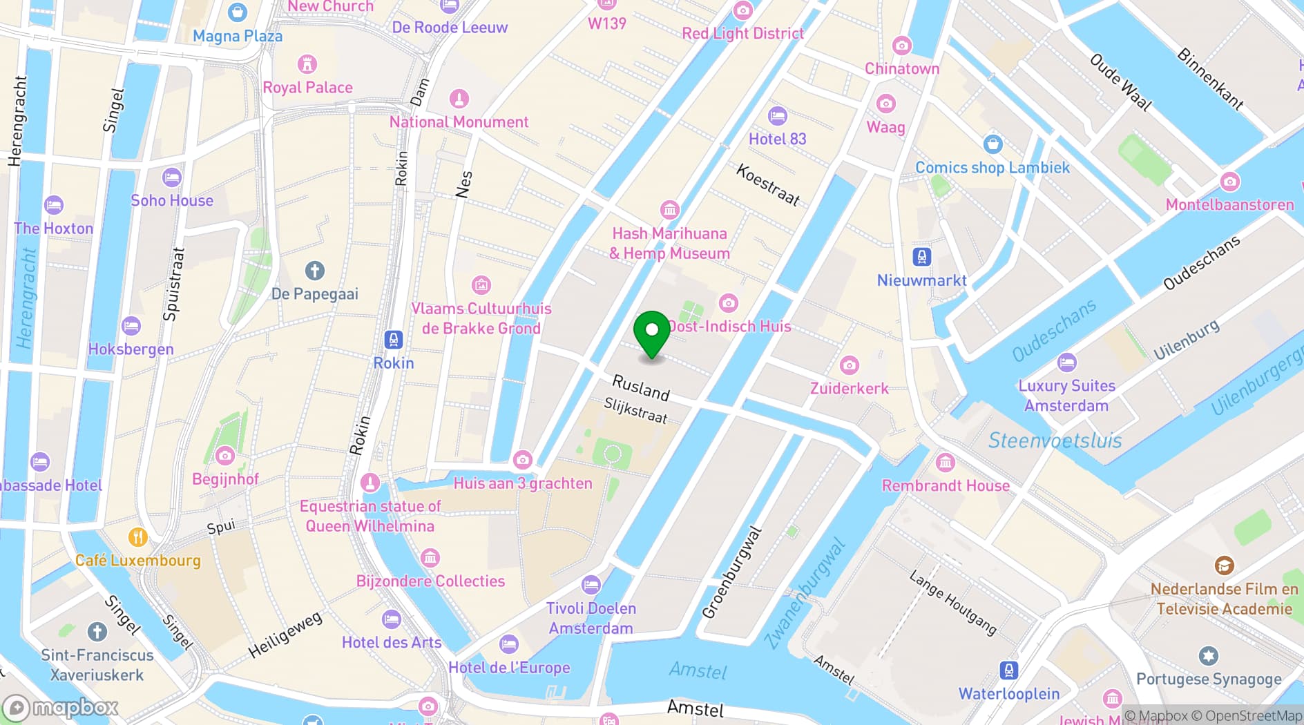 Map showing Radisson Blu Amsterdam City