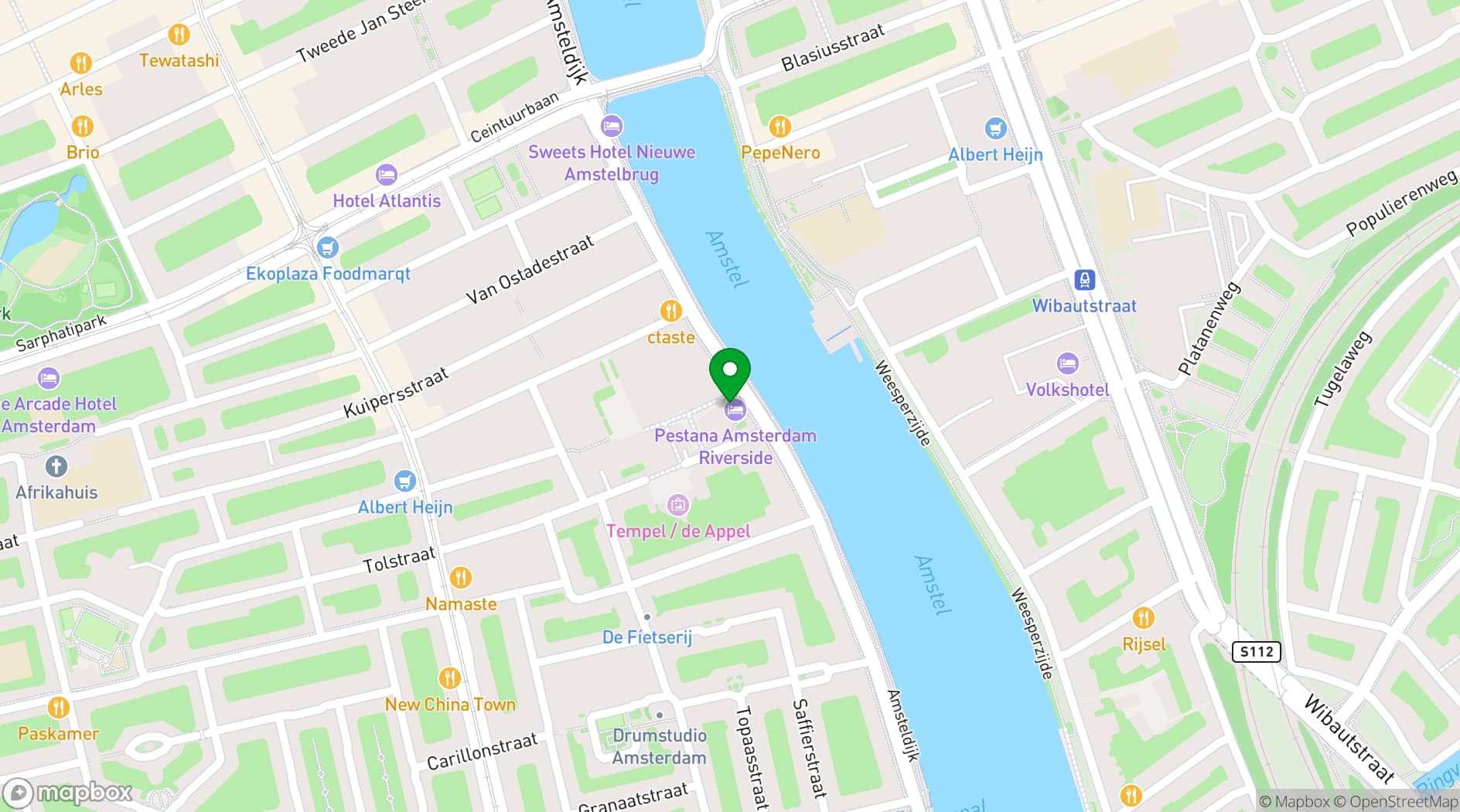 Map showing Pestana Amsterdam Riverside