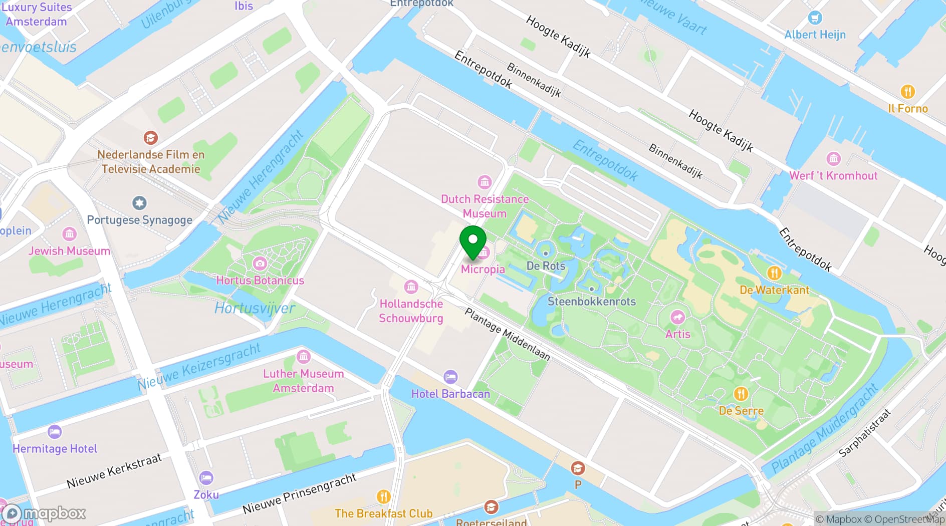 Map showing Café-Restaurant de Plantage