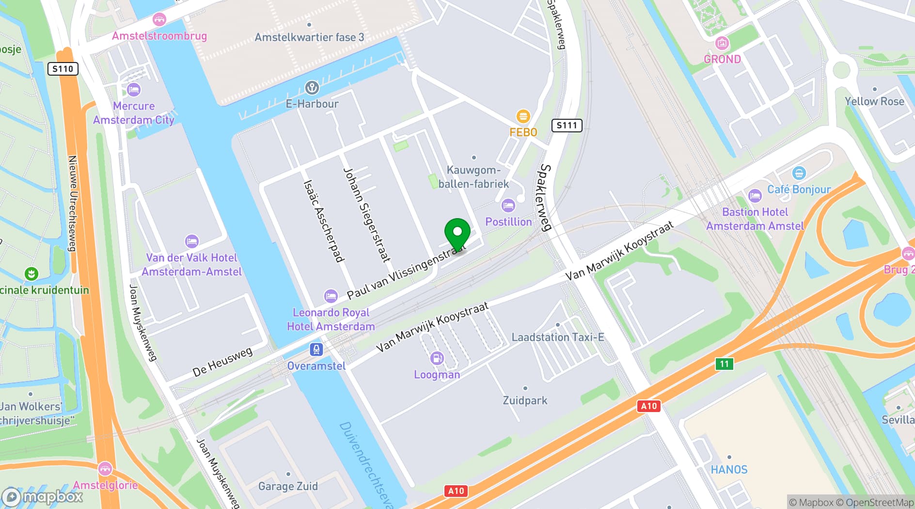 Map showing Postillion Hotels Amsterdam