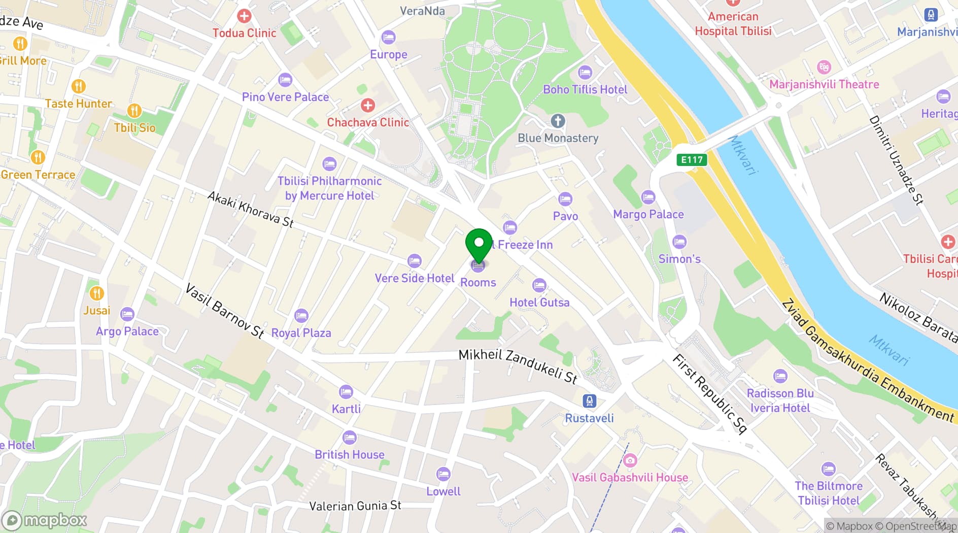Map showing Rooms Hotel Tbilisi (Member of Design Hotels)