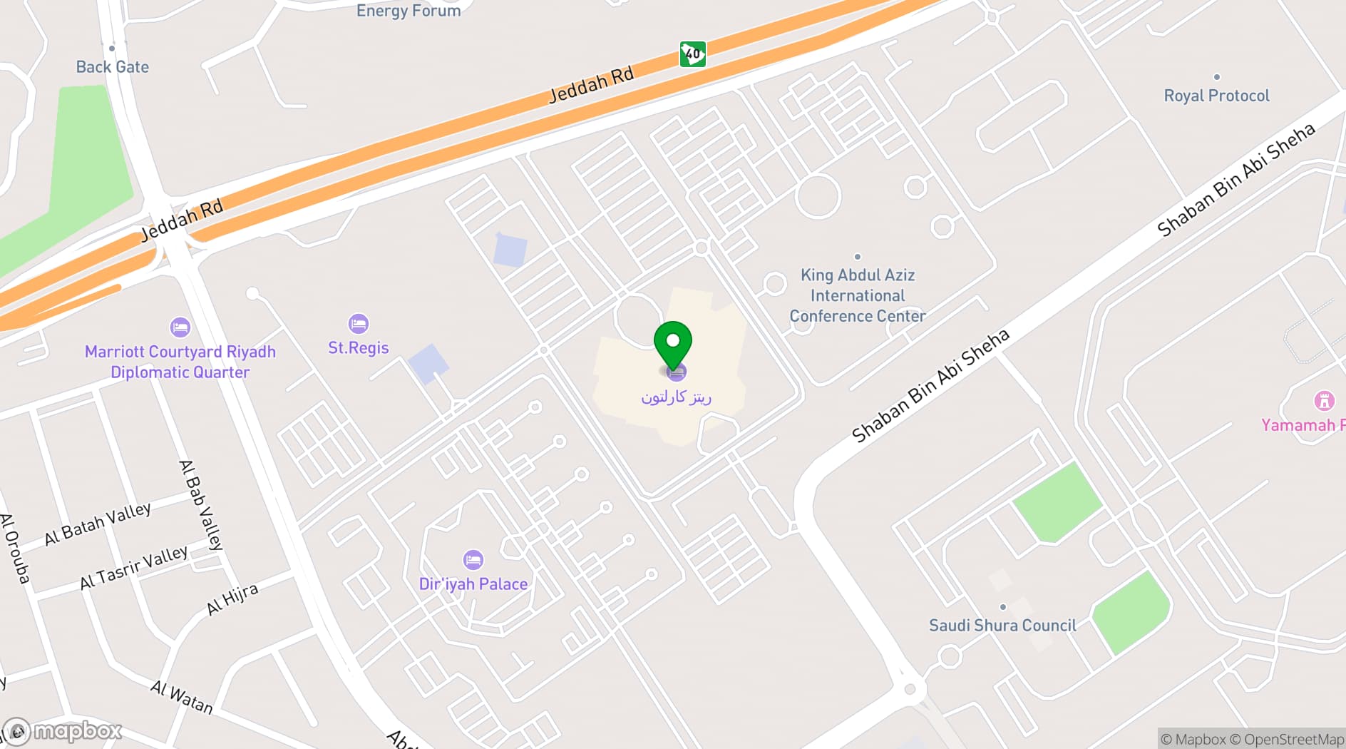 Map showing The Ritz-Carlton, Riyadh