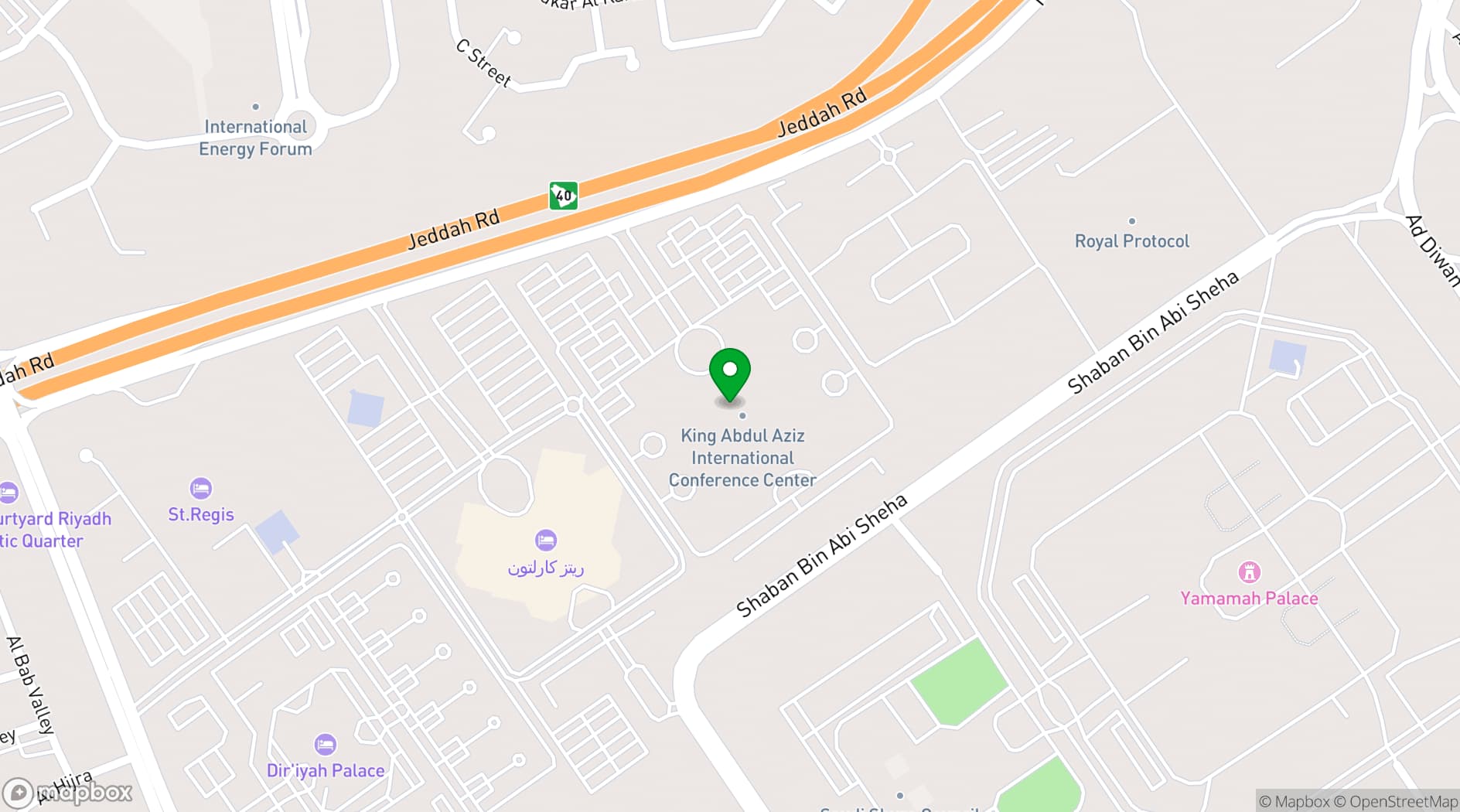 Map showing King Abdulaziz International Conference Center