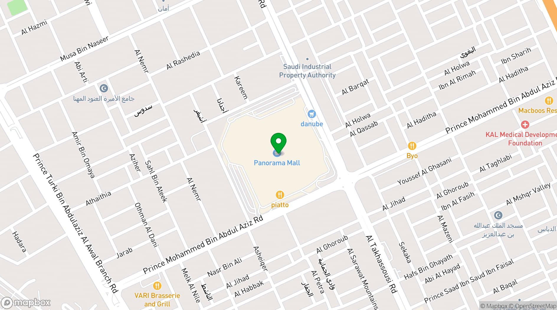 Map showing Panorama Mall