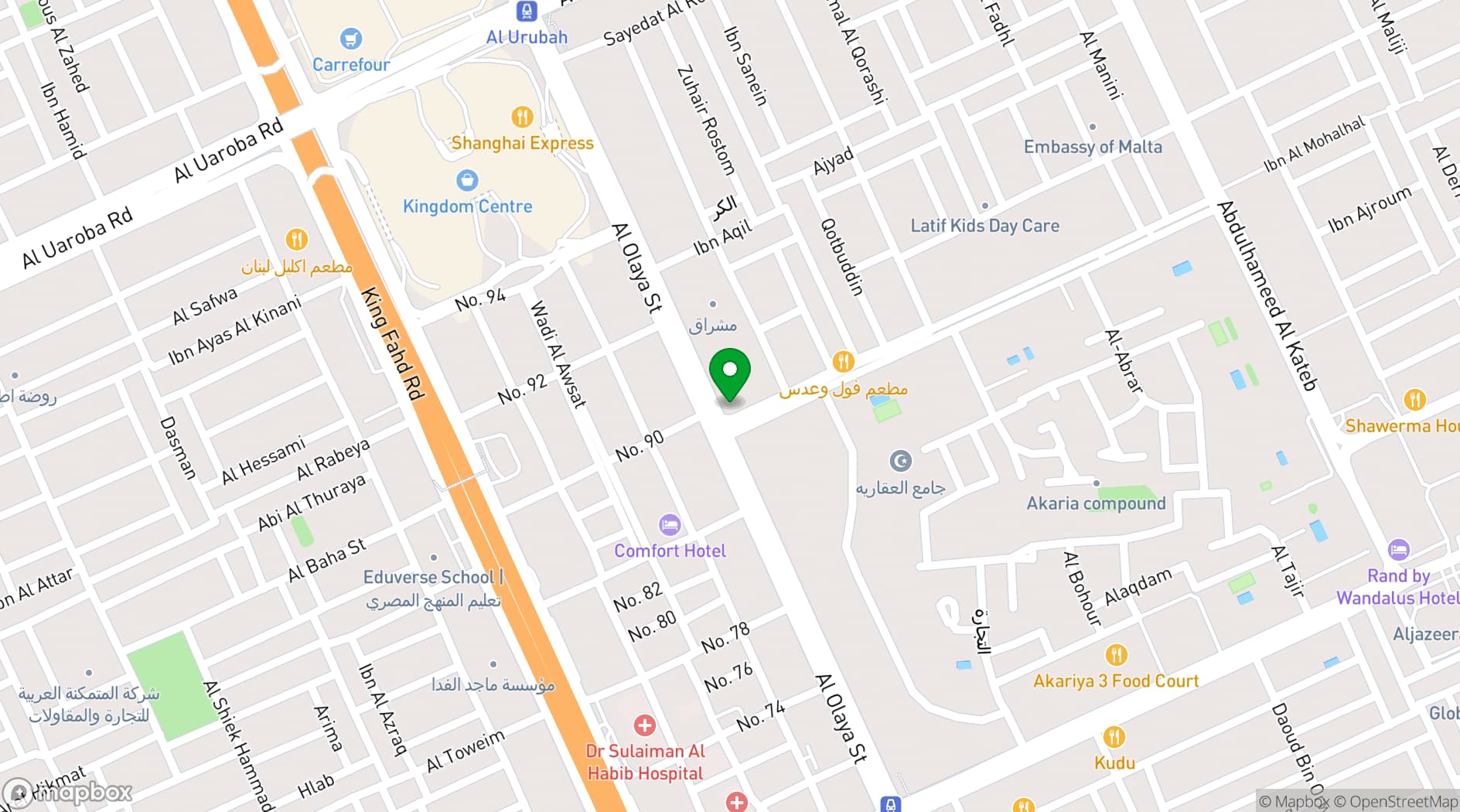 Map showing Executives Hotel Olaya