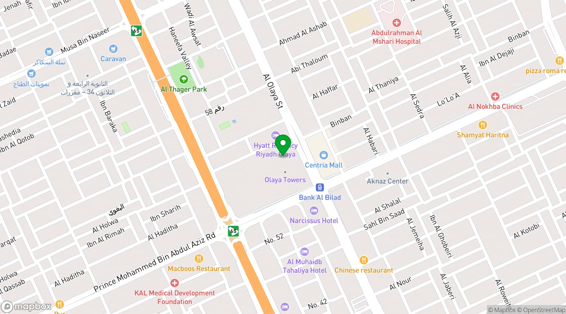Map showing Olaya Towers