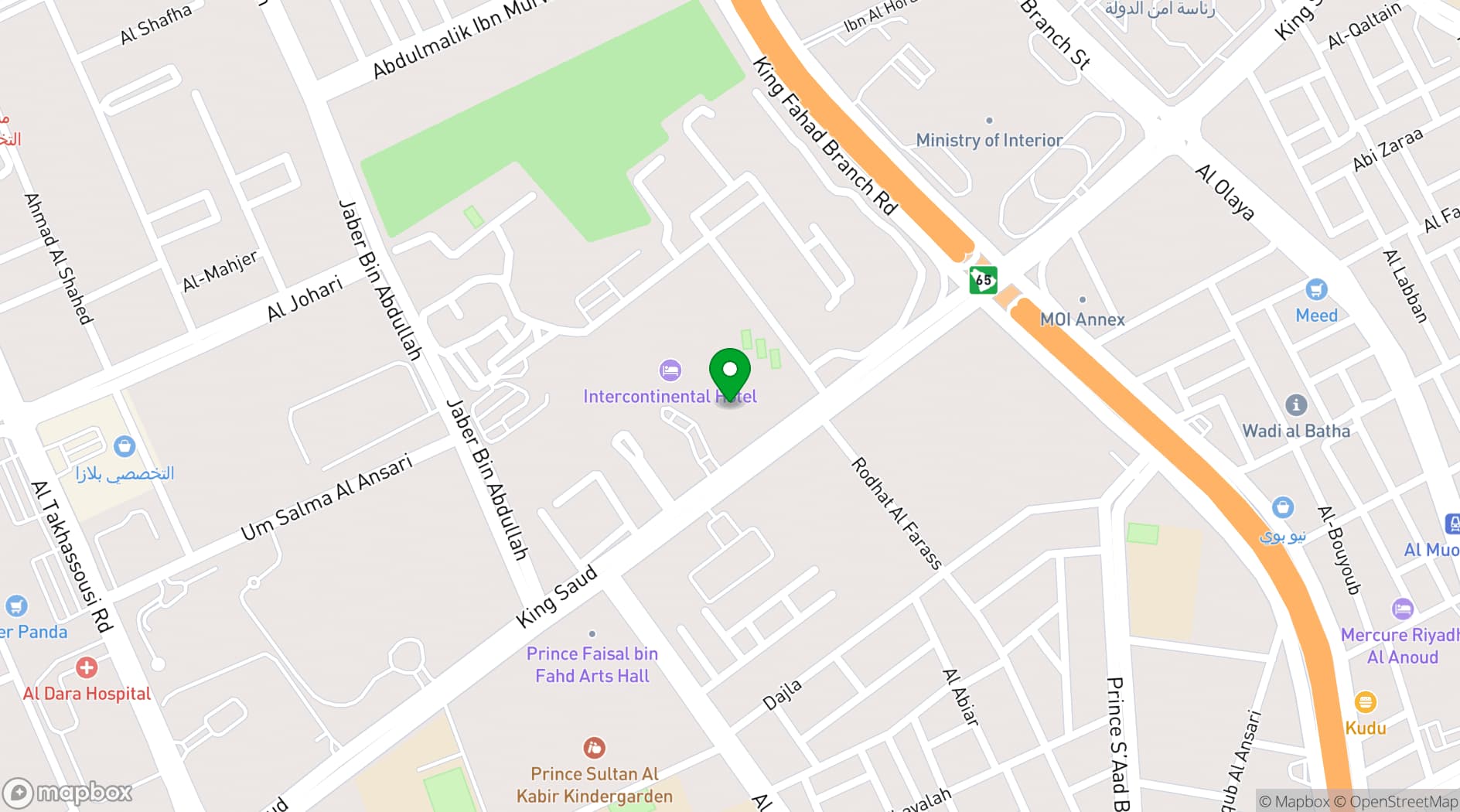 Map showing InterContinental Riyadh