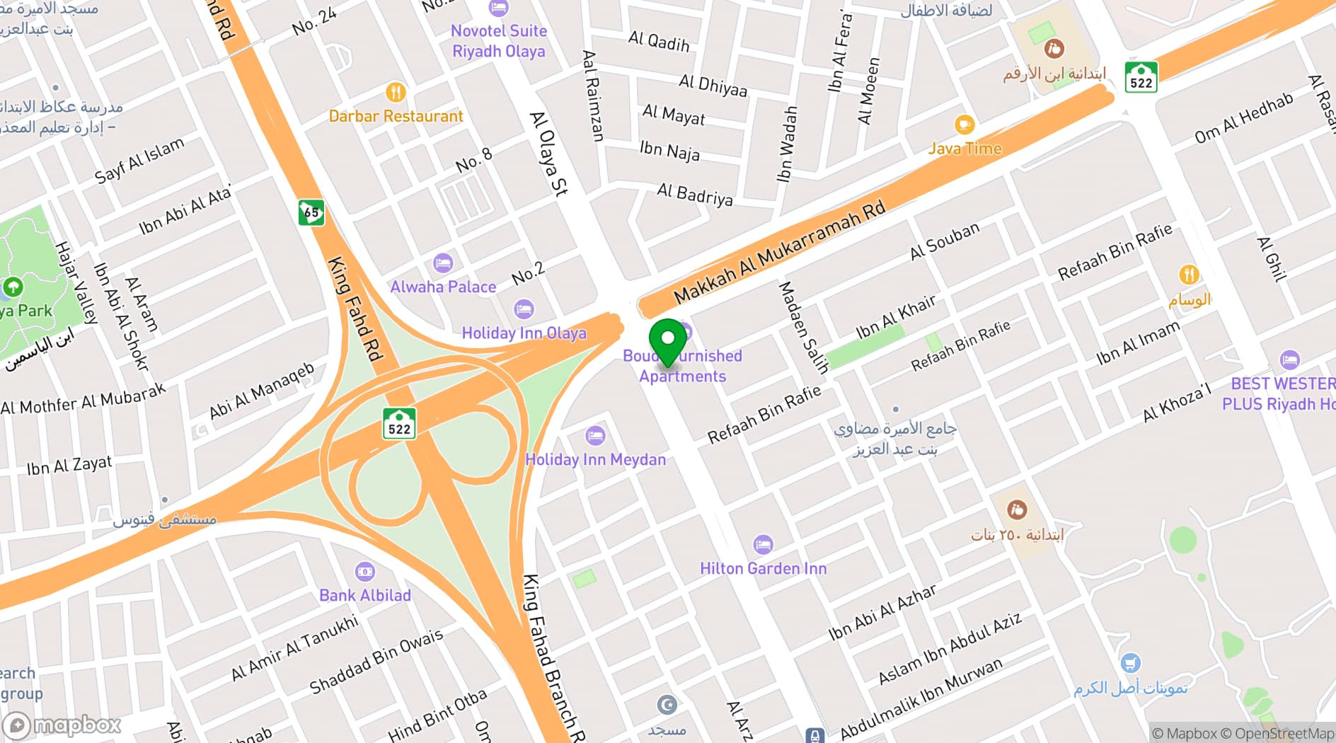 Map showing Aloft Riyadh