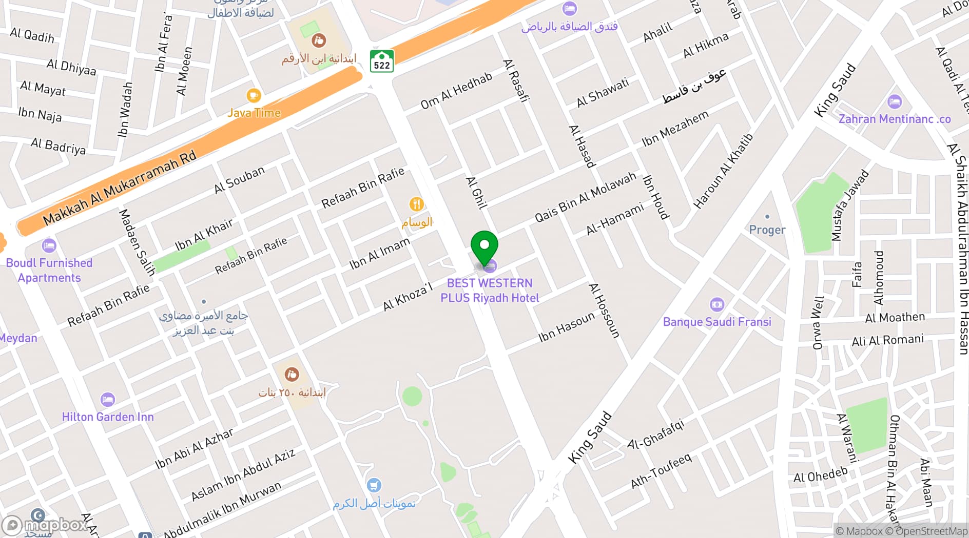 Map showing Dabab Hotel by Warwick