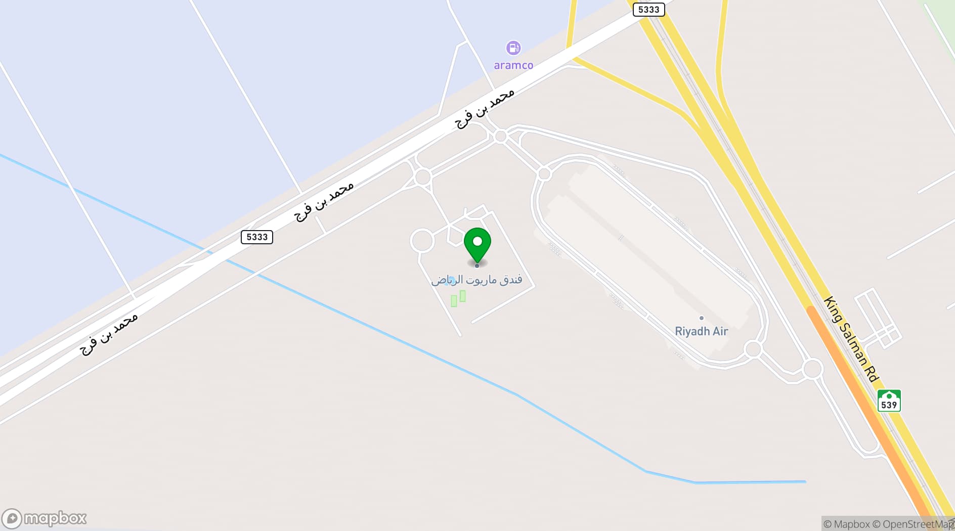 Map showing Riyadh Airport Marriott Hotel