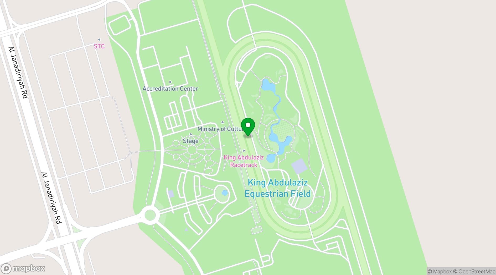 Map showing King Abdulaziz Racecourse