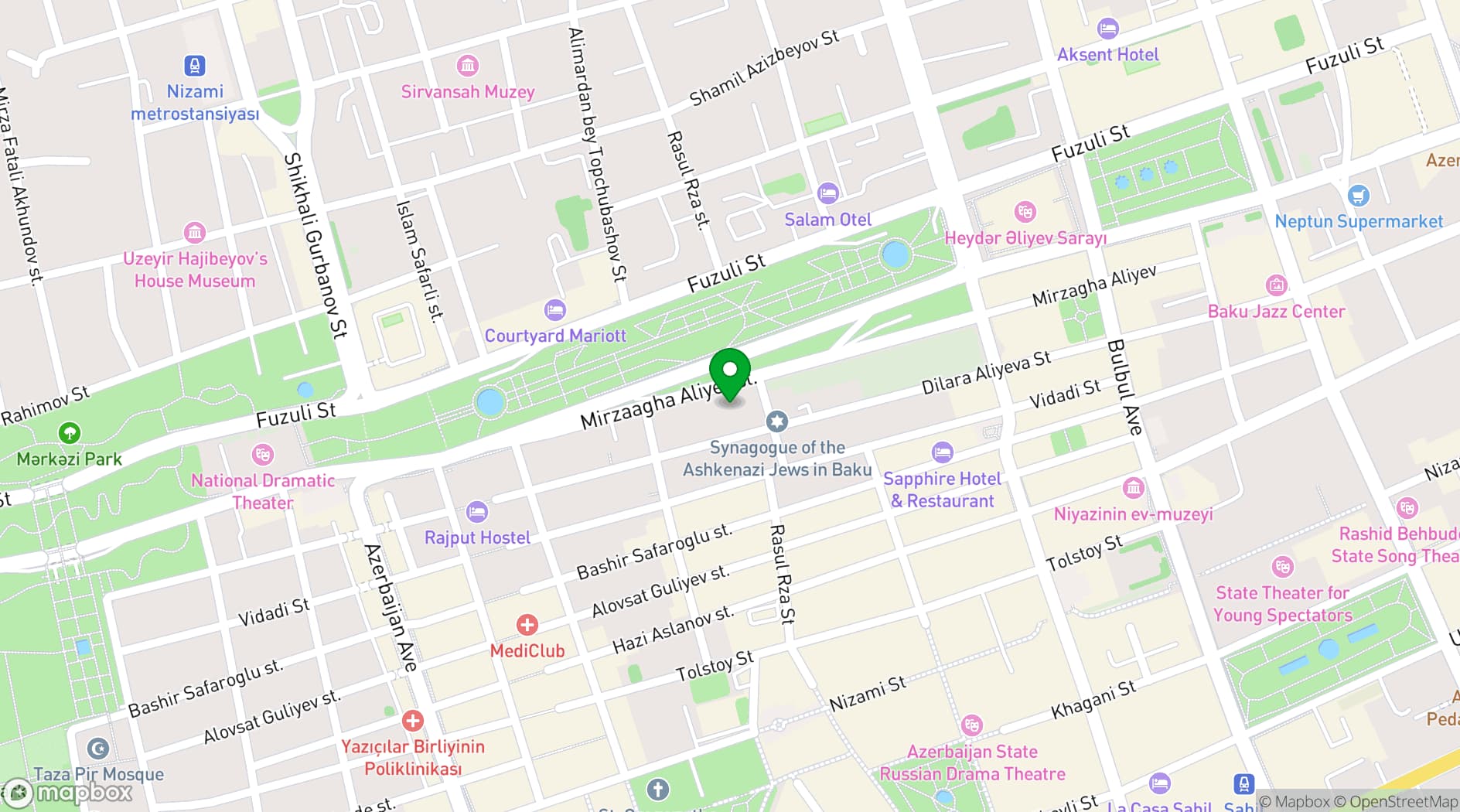Map showing Mövenpick Winter Park Baku