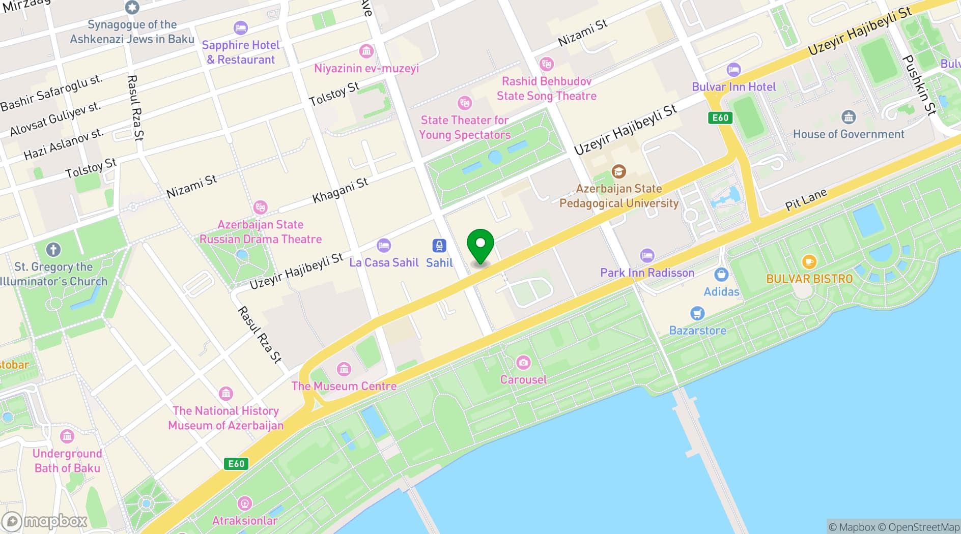 Map showing InterContinental Baku