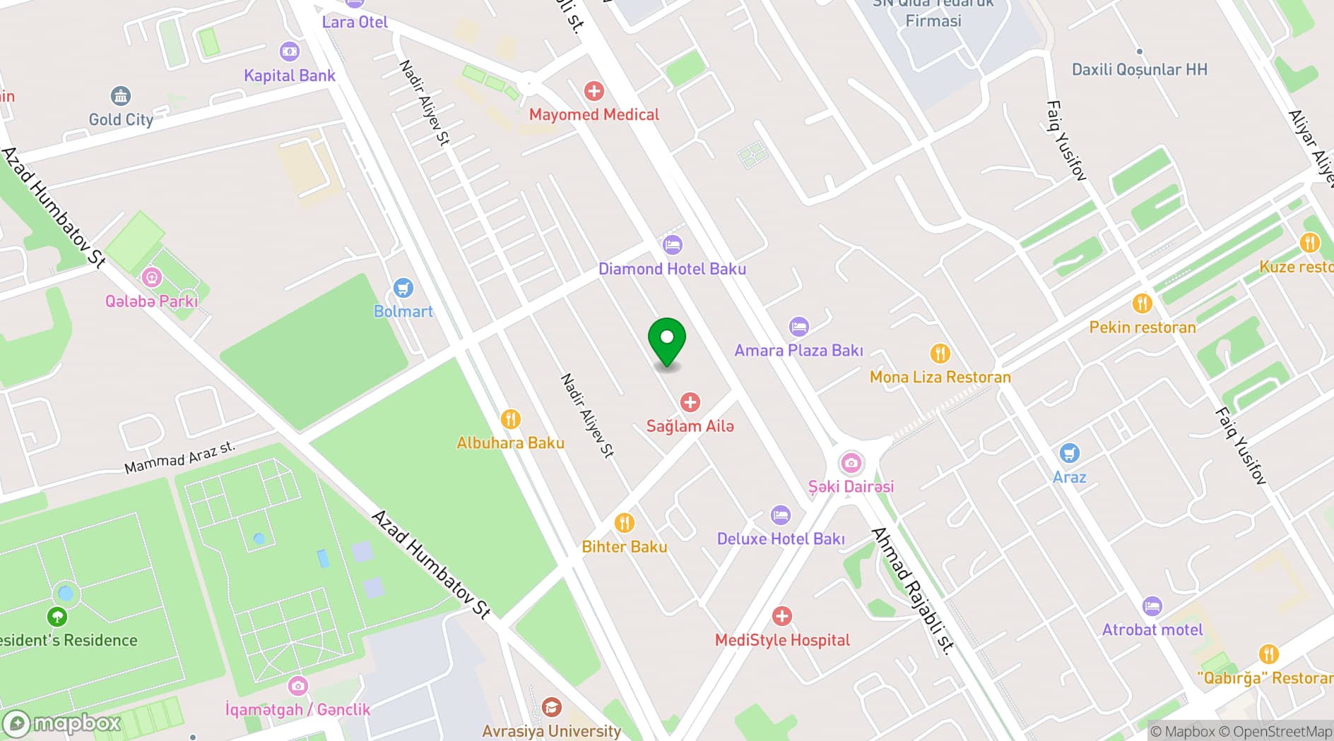 Map showing Altus Hotel Baku