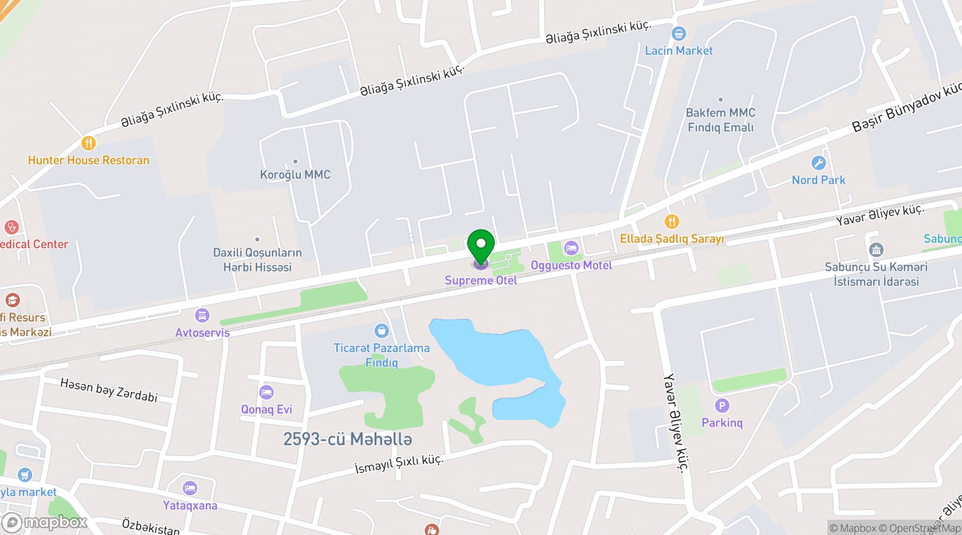 Map showing Supreme Hotel