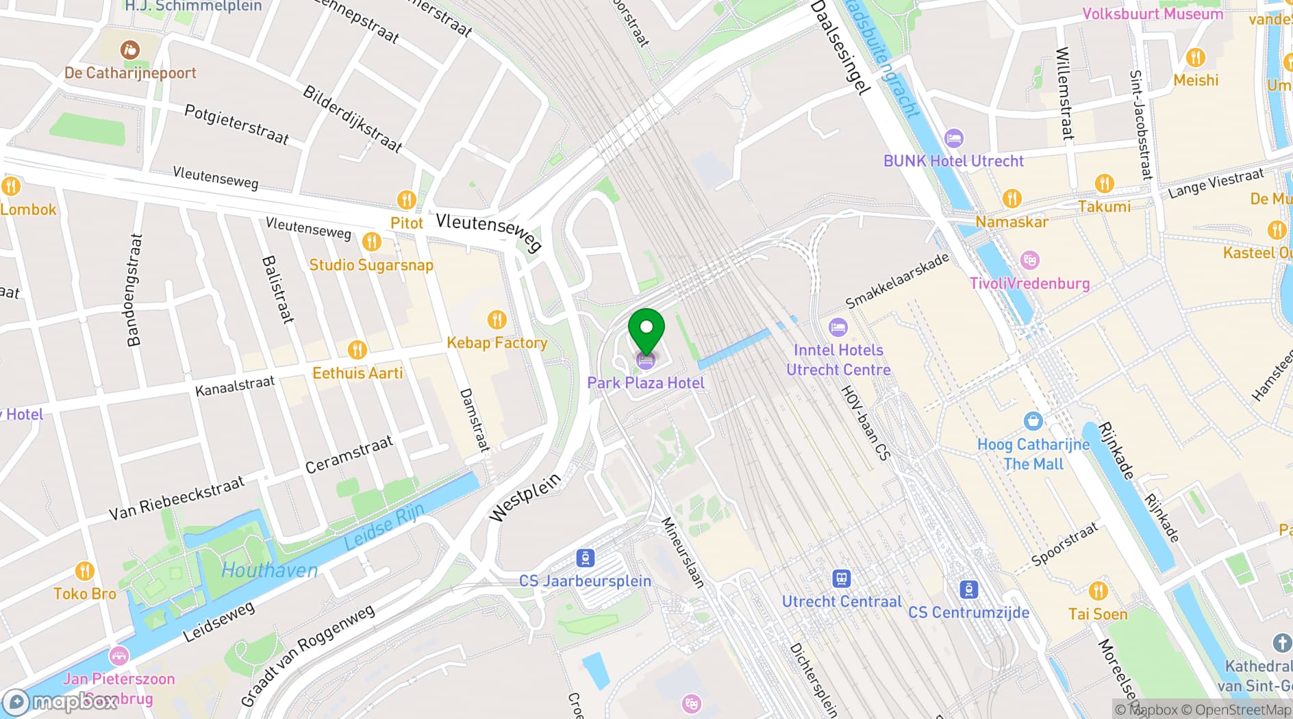 Map showing Park Plaza Utrecht
