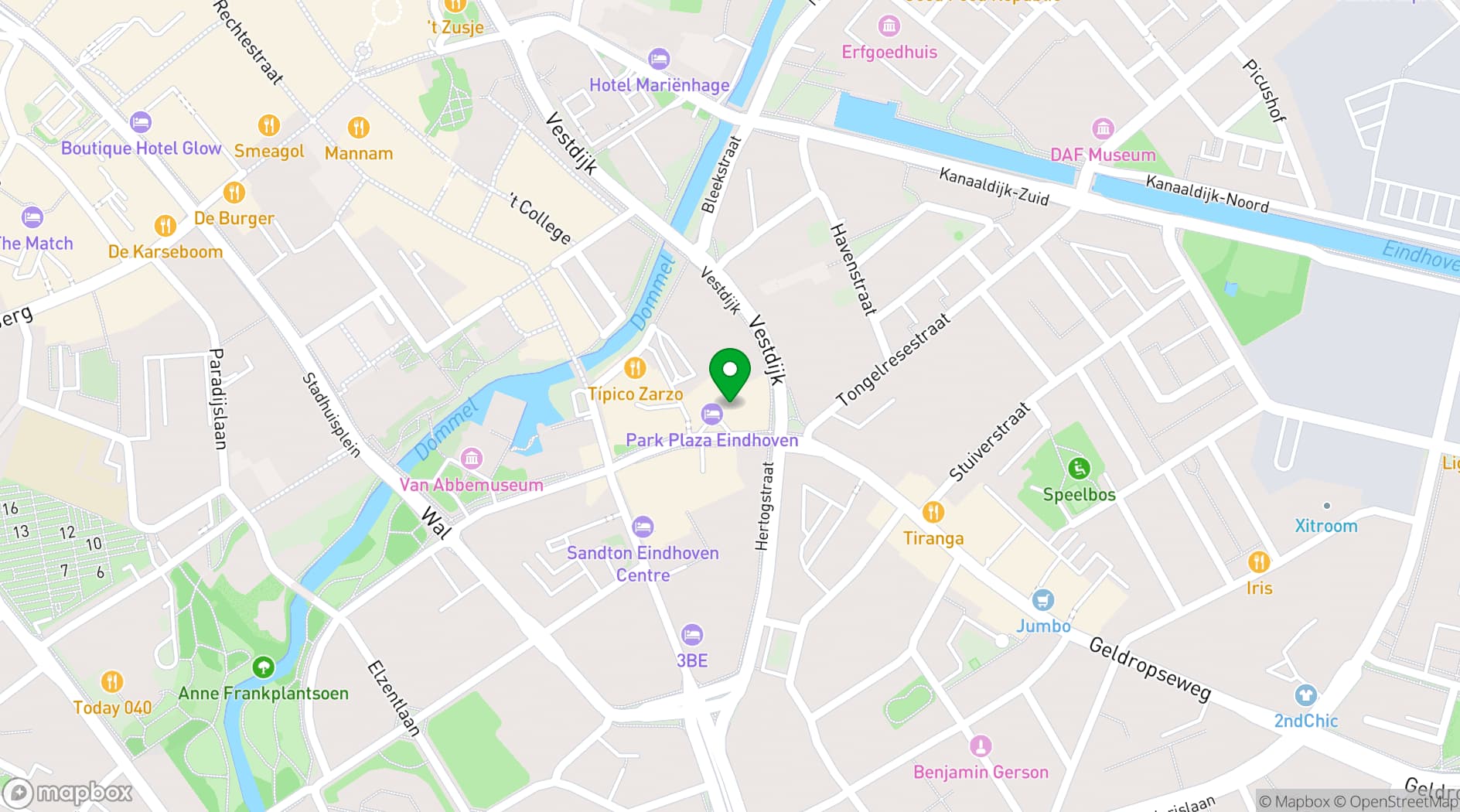 Map showing Park Plaza Eindhoven