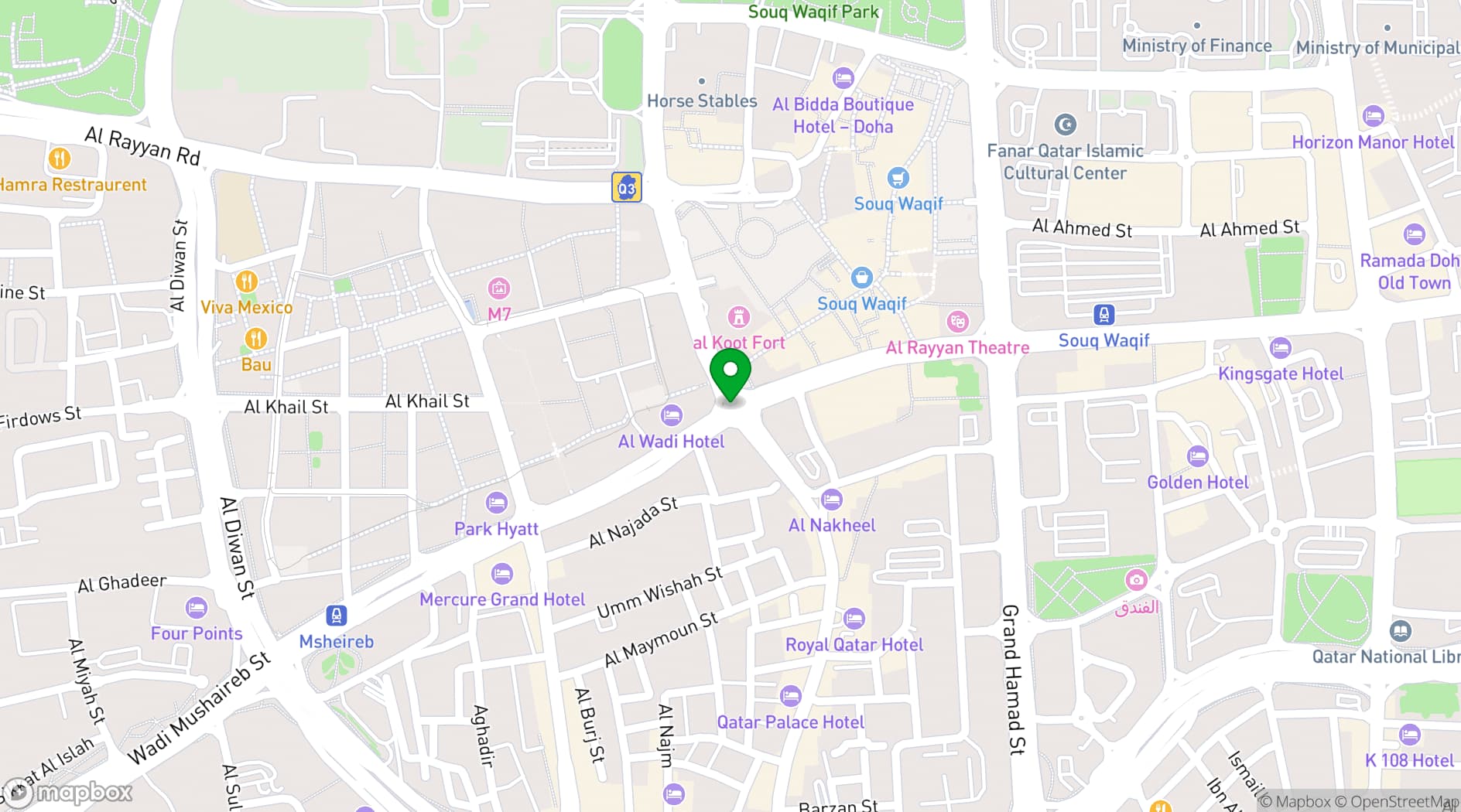 Map showing Al Aziziyah Boutique Hotel