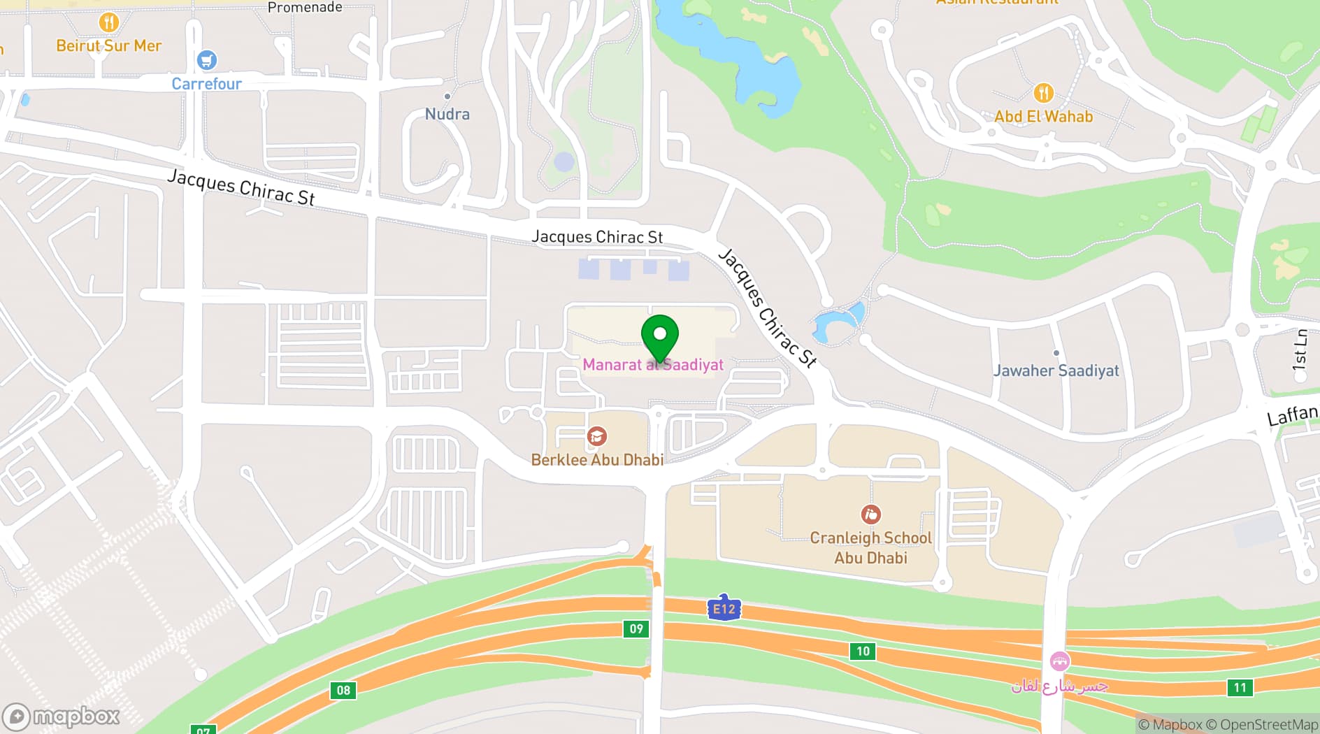 Map showing Manarat Al Saadiyat