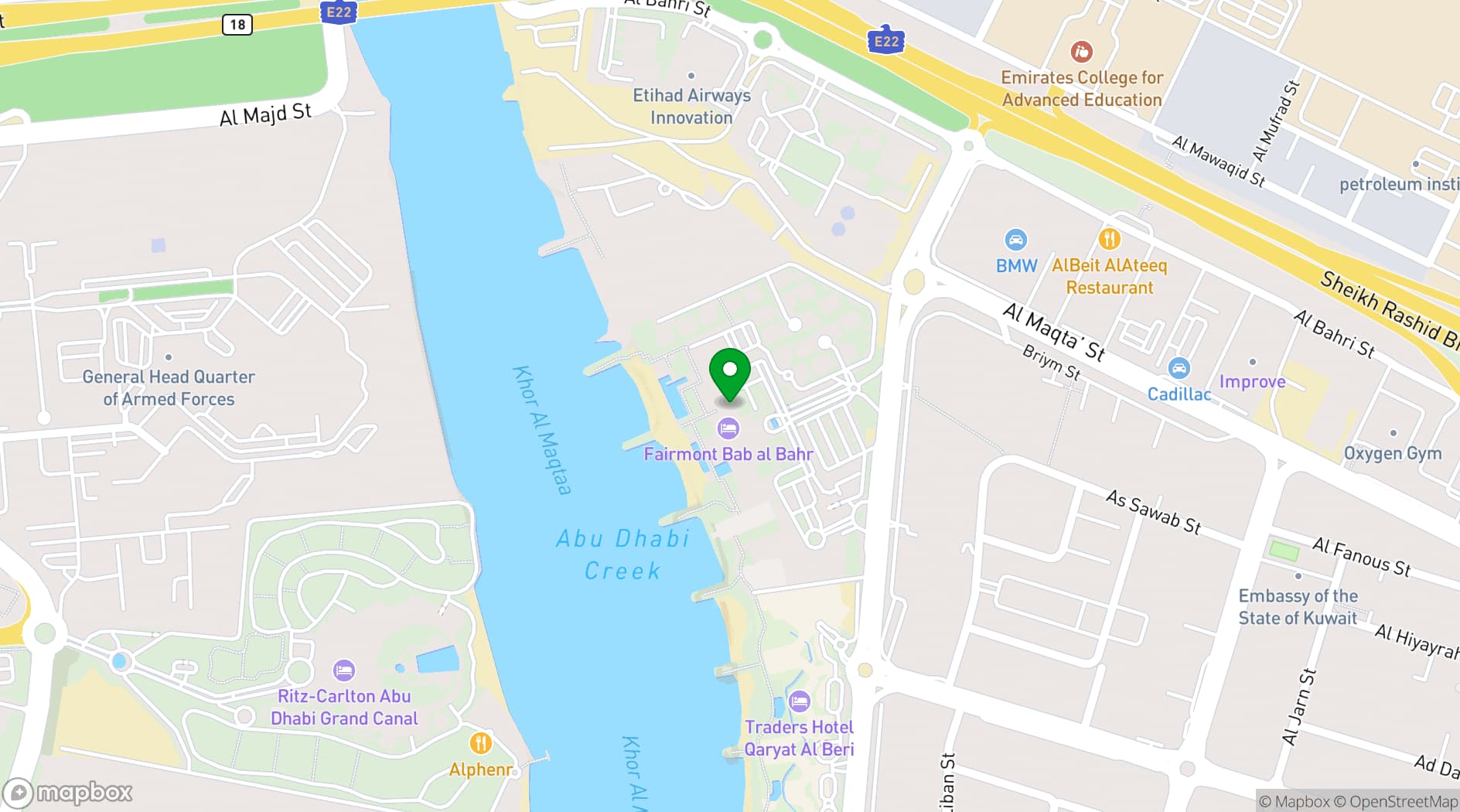 Map showing Fairmont Bab Al Bahr