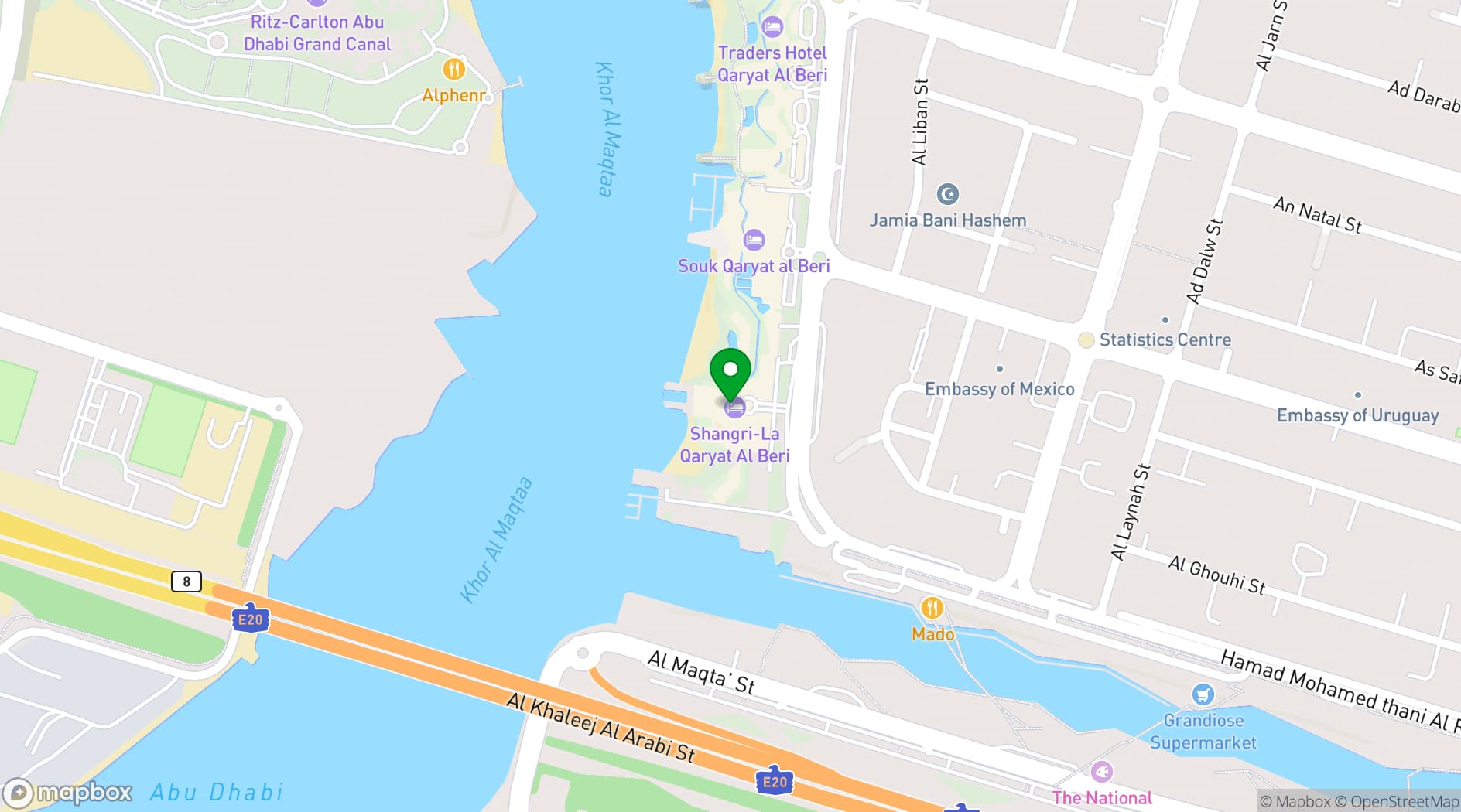 Map showing Shangri-La Hotel, Abu Dhabi