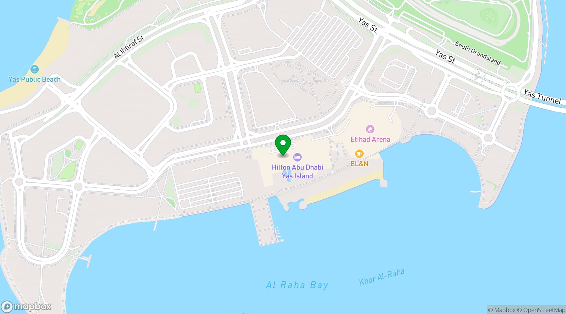 Map showing Hilton Abu Dhabi Yas Island