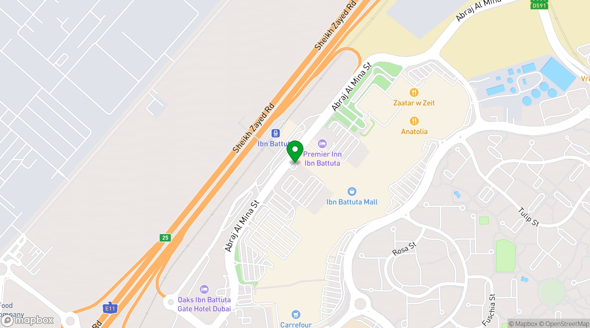 Map showing Avani Ibn Battuta Dubai Hotel