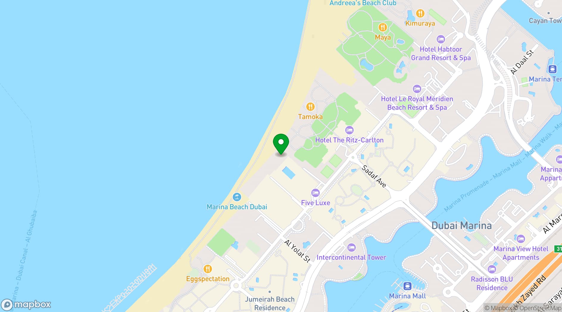 Map showing FIVE LUXE JBR