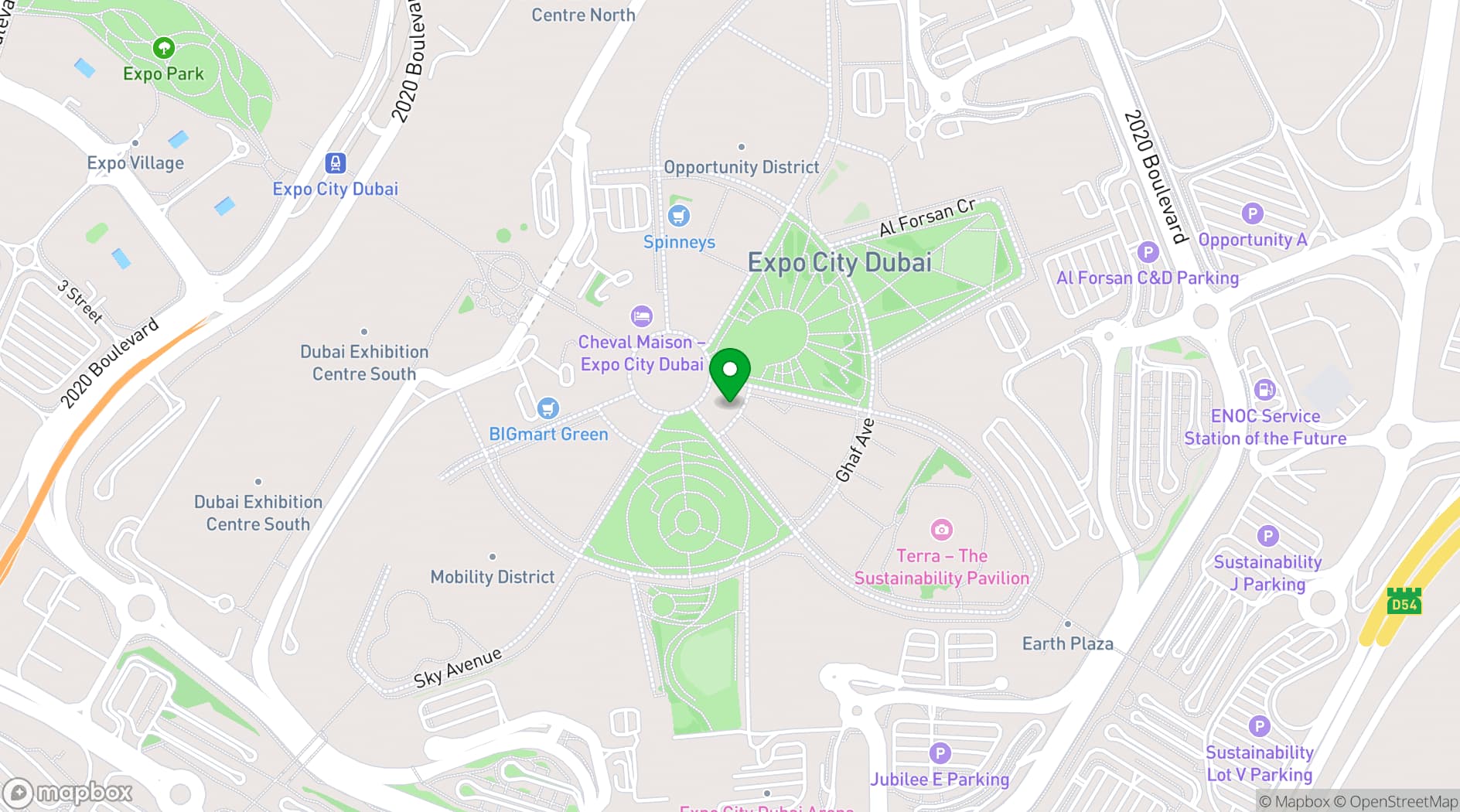 Map showing Expo City Dubai