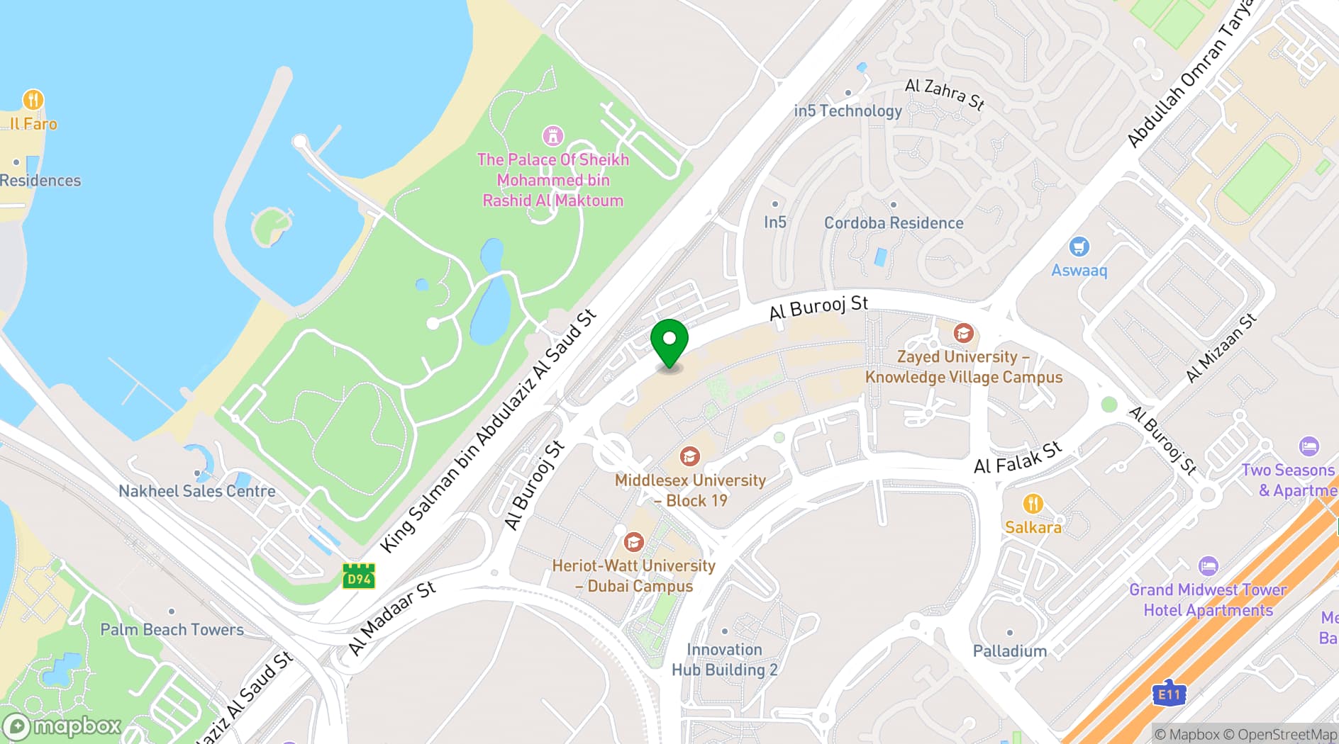 Map showing Dubai Knowledge Park Conference Centre
