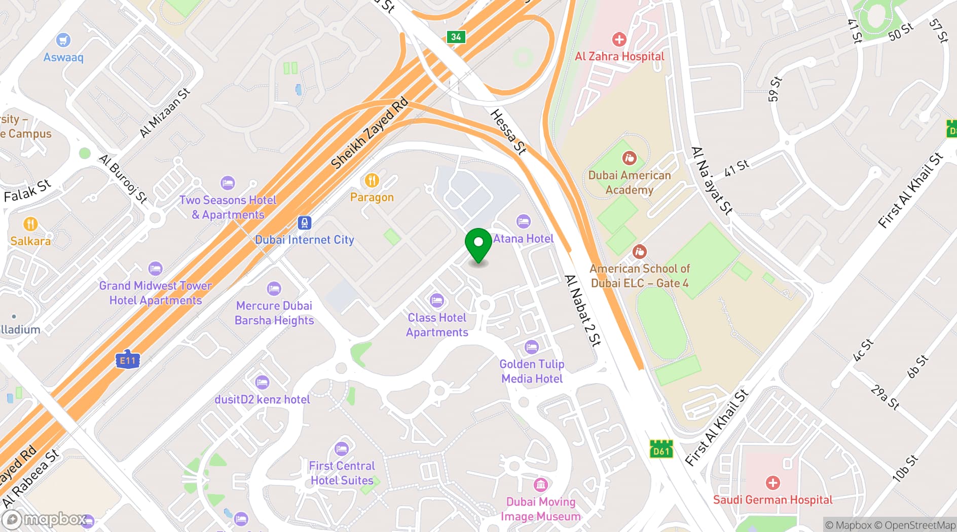 Map showing Grand Millennium Hotel Dubai