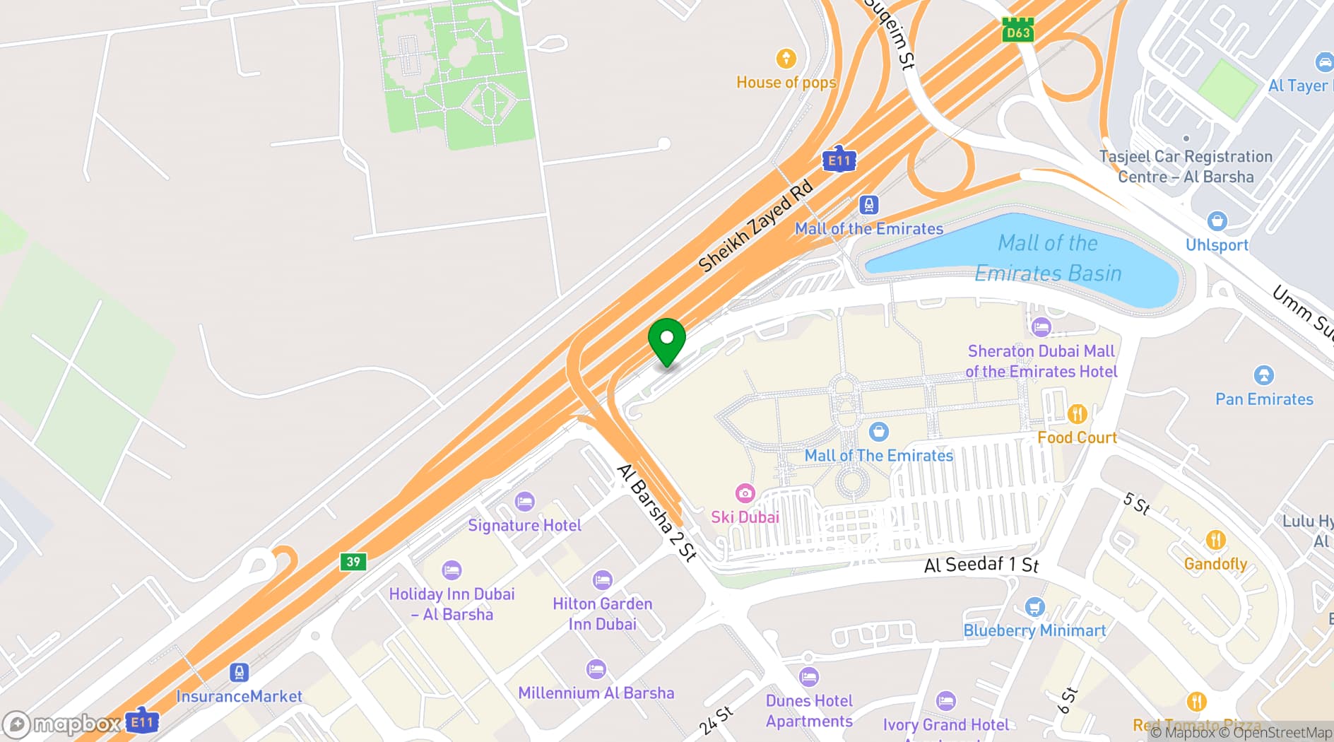 Map showing Kempinski Hotel Mall of Emirates
