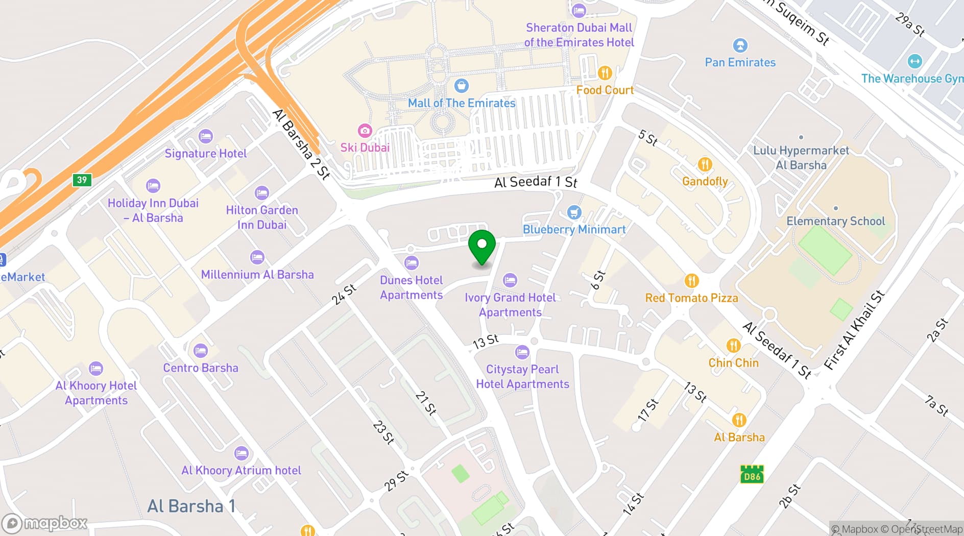 Map showing DoubleTree by Hilton Hotel & Residences Dubai Al Barsha