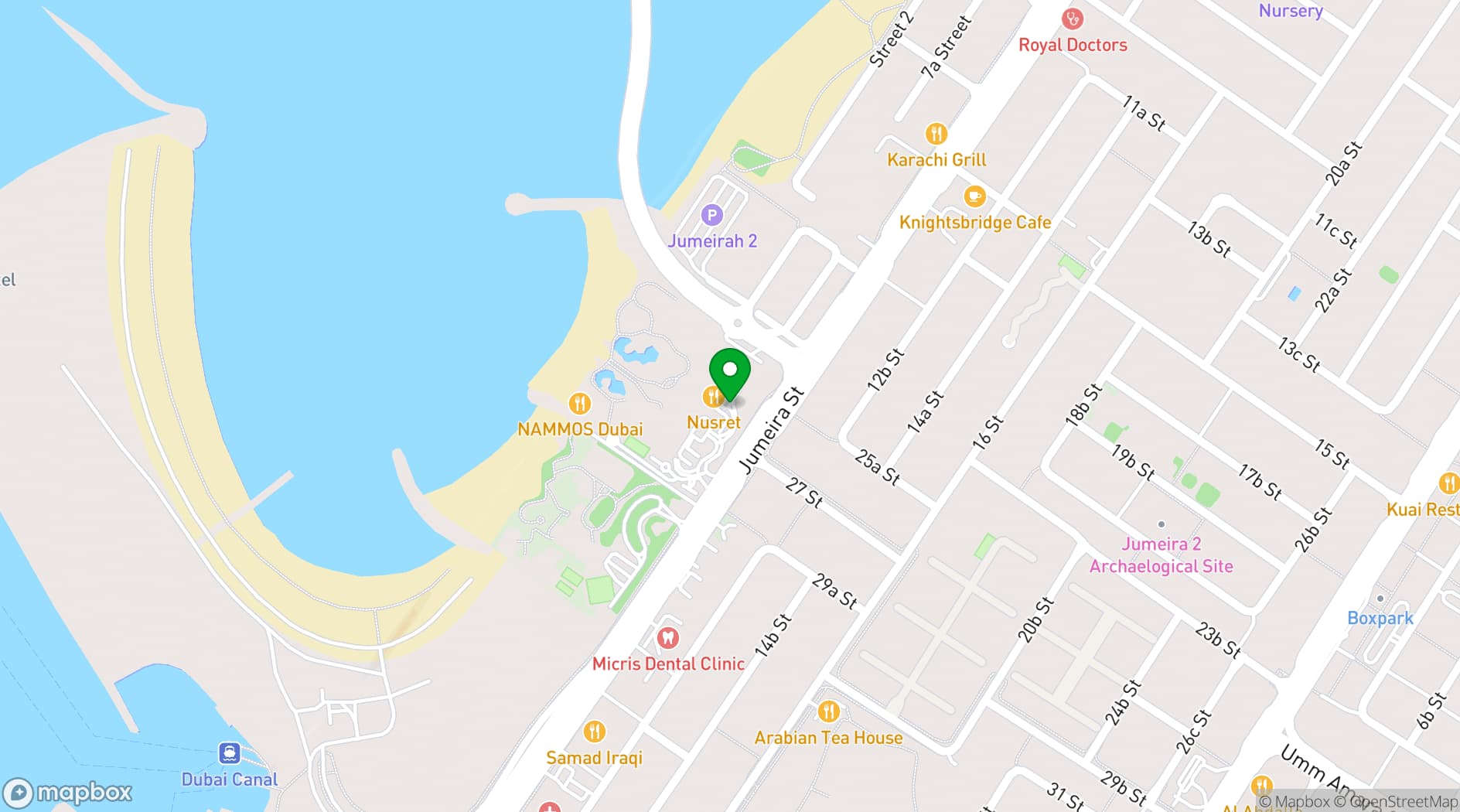 Map showing Four Seasons Resort Dubai at Jumeirah Beach
