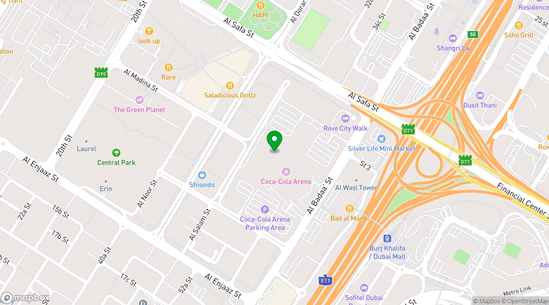 Map showing Coca-Cola Arena